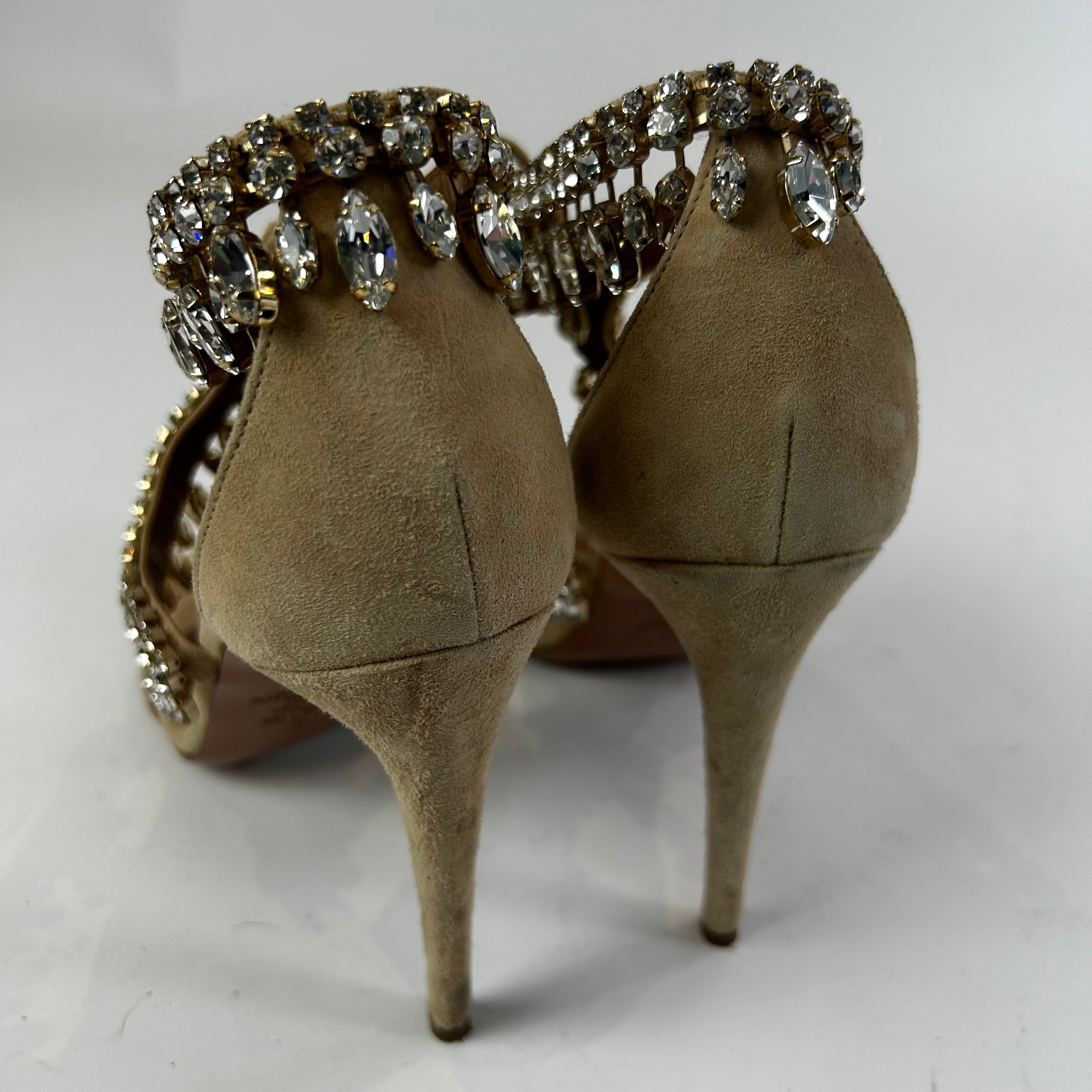 Aquazzura £1330 Cream Suede Moonwalk 105 Sandals 39