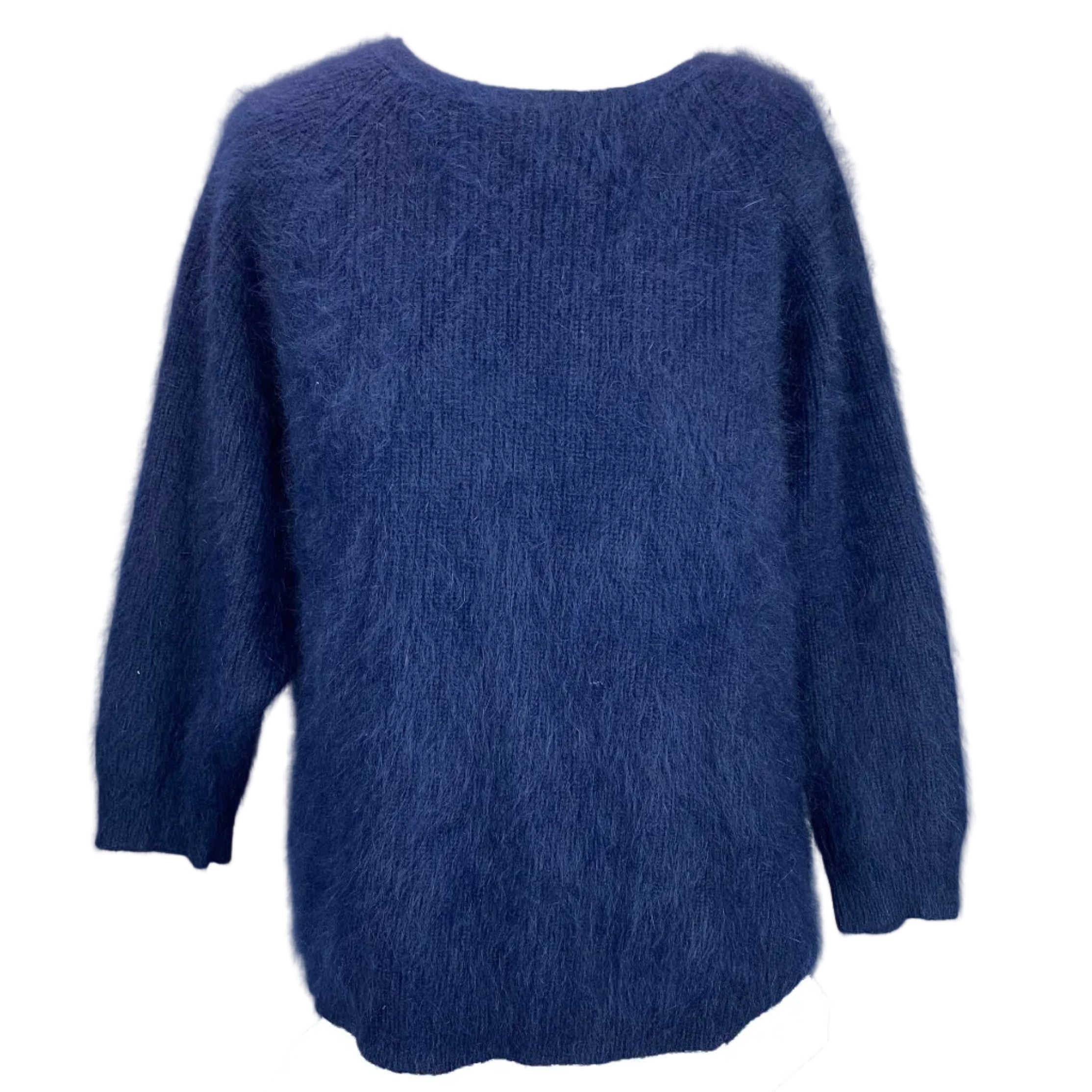 Ba&Sh Navy Brushed Angora Backless Sweater L