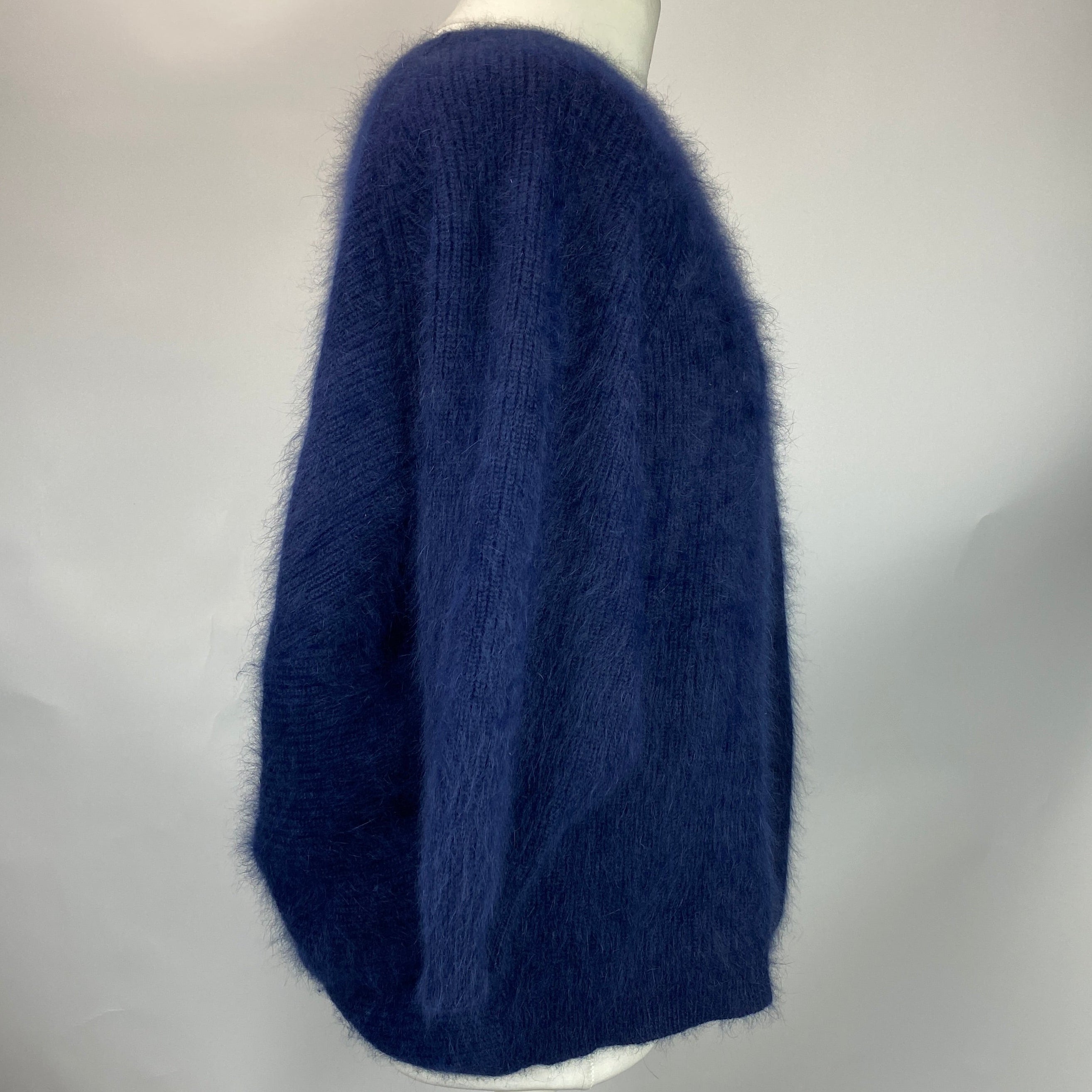 Ba&Sh Navy Brushed Angora Backless Sweater L
