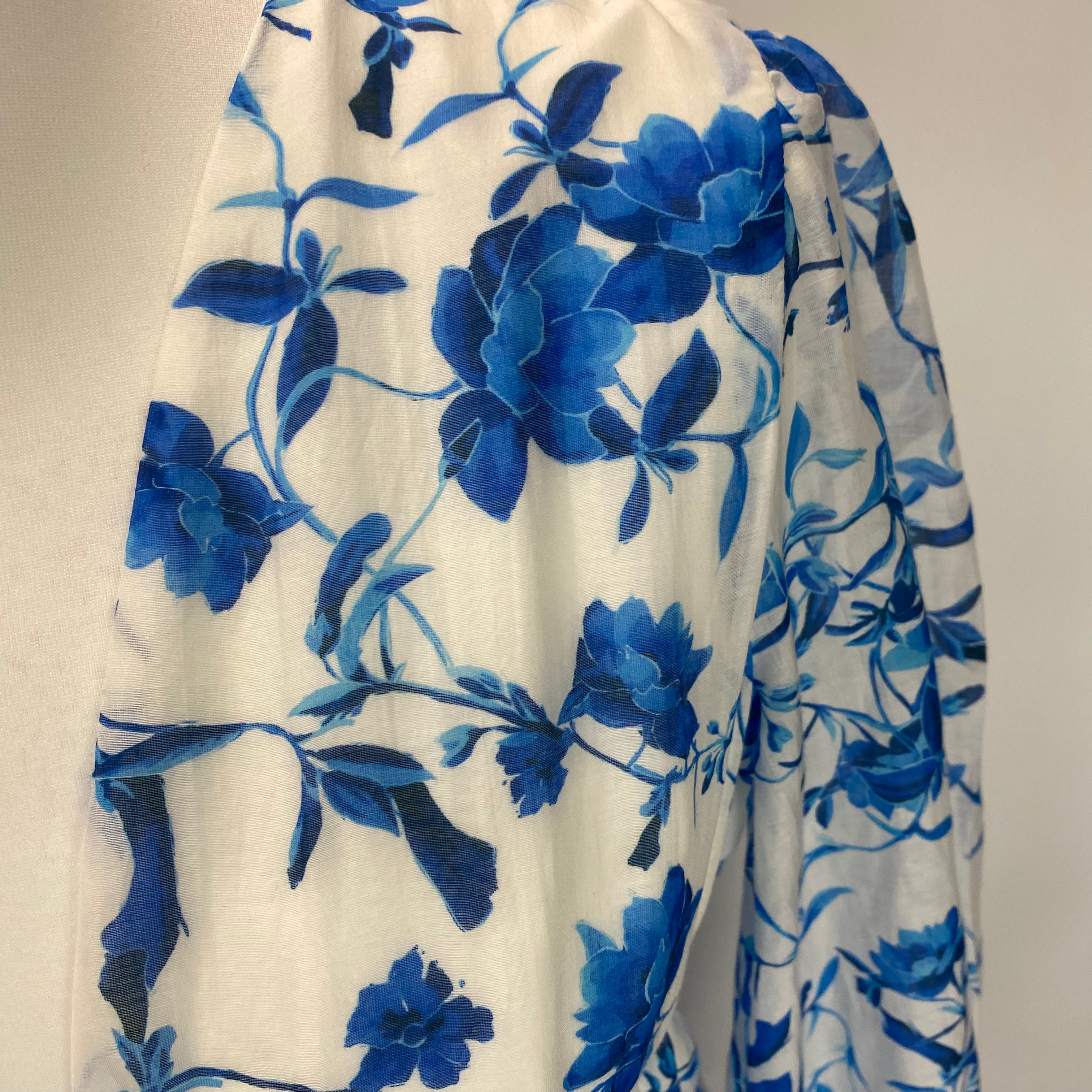 Borgo De Nor New £825 China Blue Toil De Jour Voile Maxi Dress S