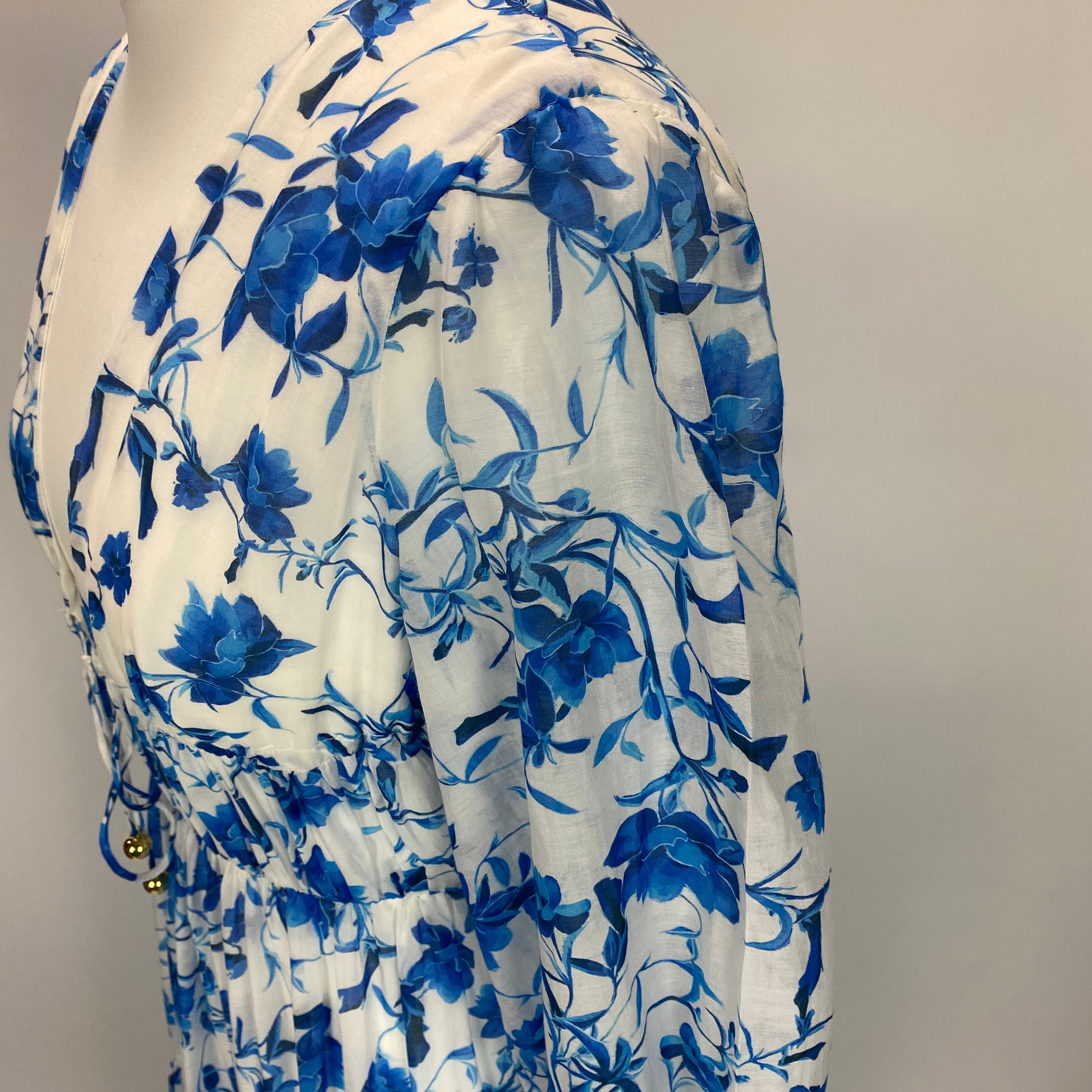 Borgo De Nor New £825 China Blue Toil De Jour Voile Maxi Dress S