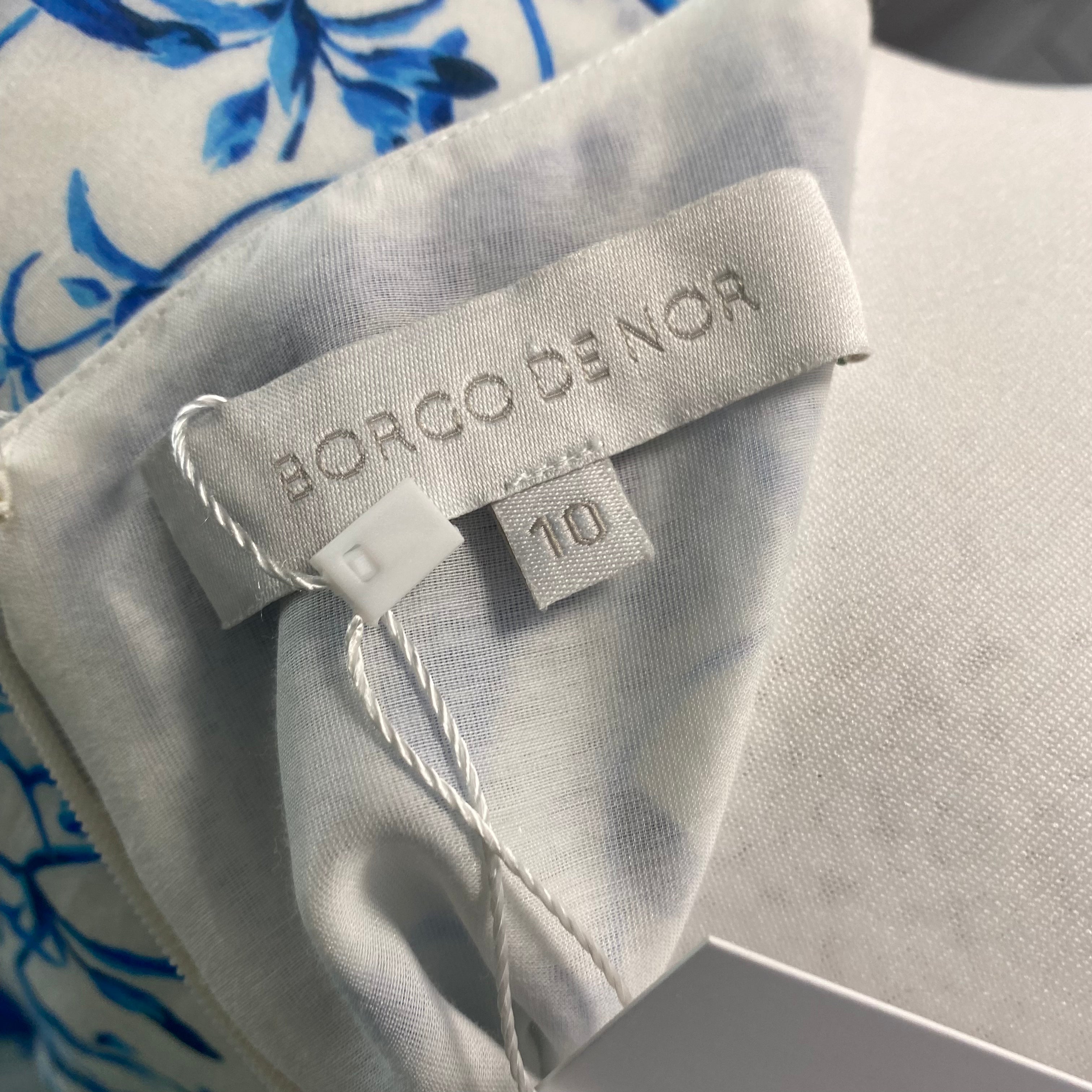 Borgo De Nor New £825 China Blue Toil De Jour Voile Maxi Dress S