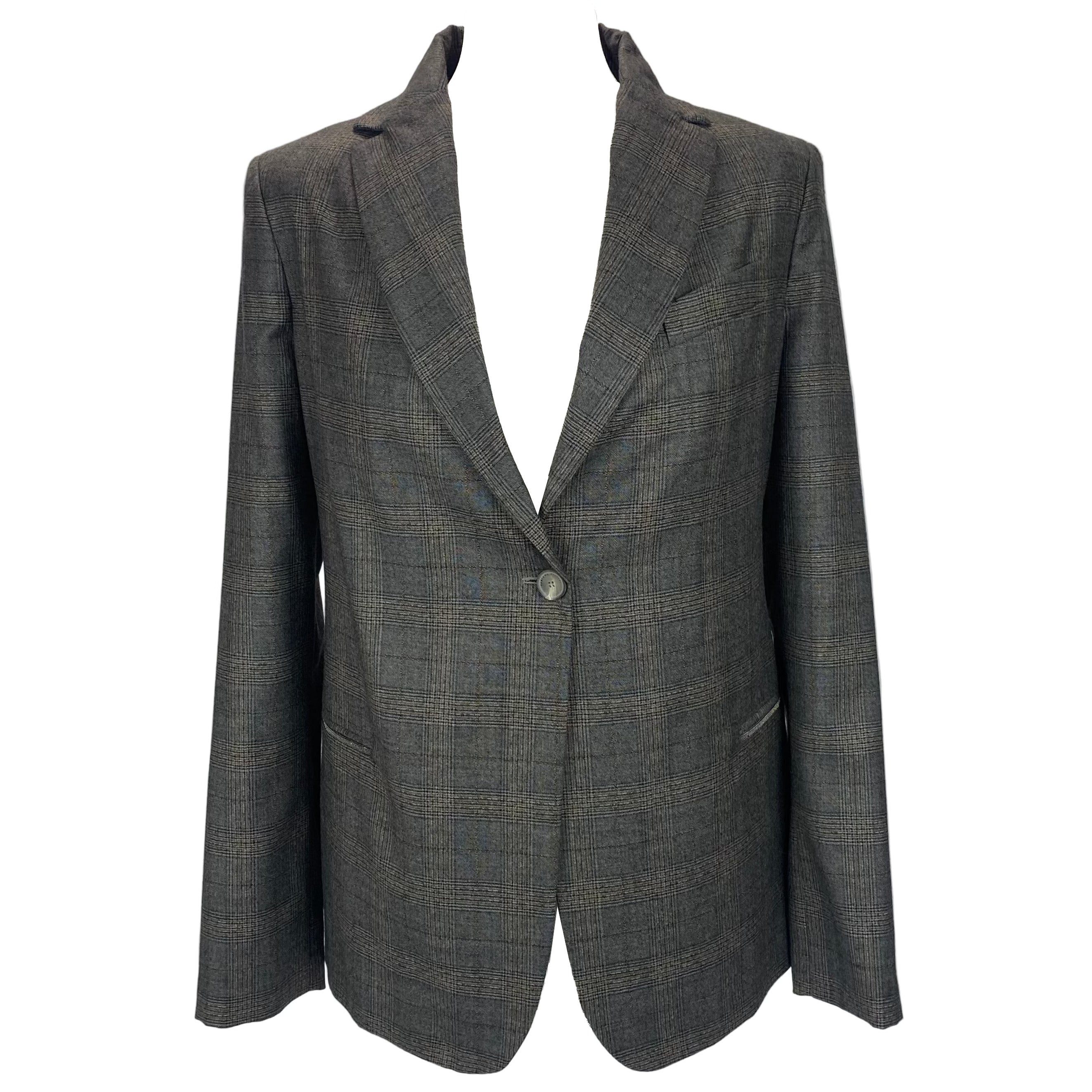 Fabiana Filippi New £885 Grey POW Check Superfine Wool Blazer S