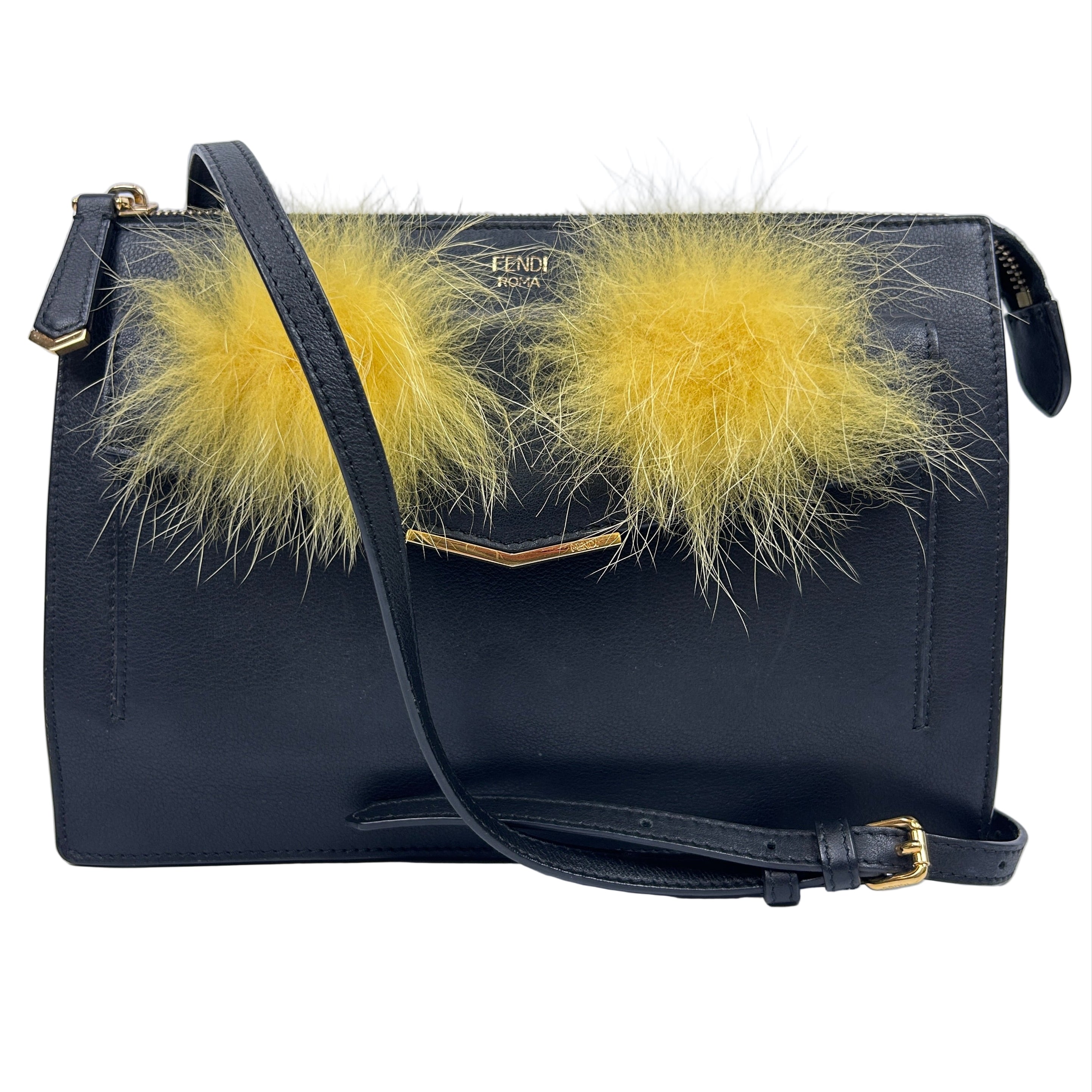 Fendi Black Lambskin Little Monster Crossbody Bag