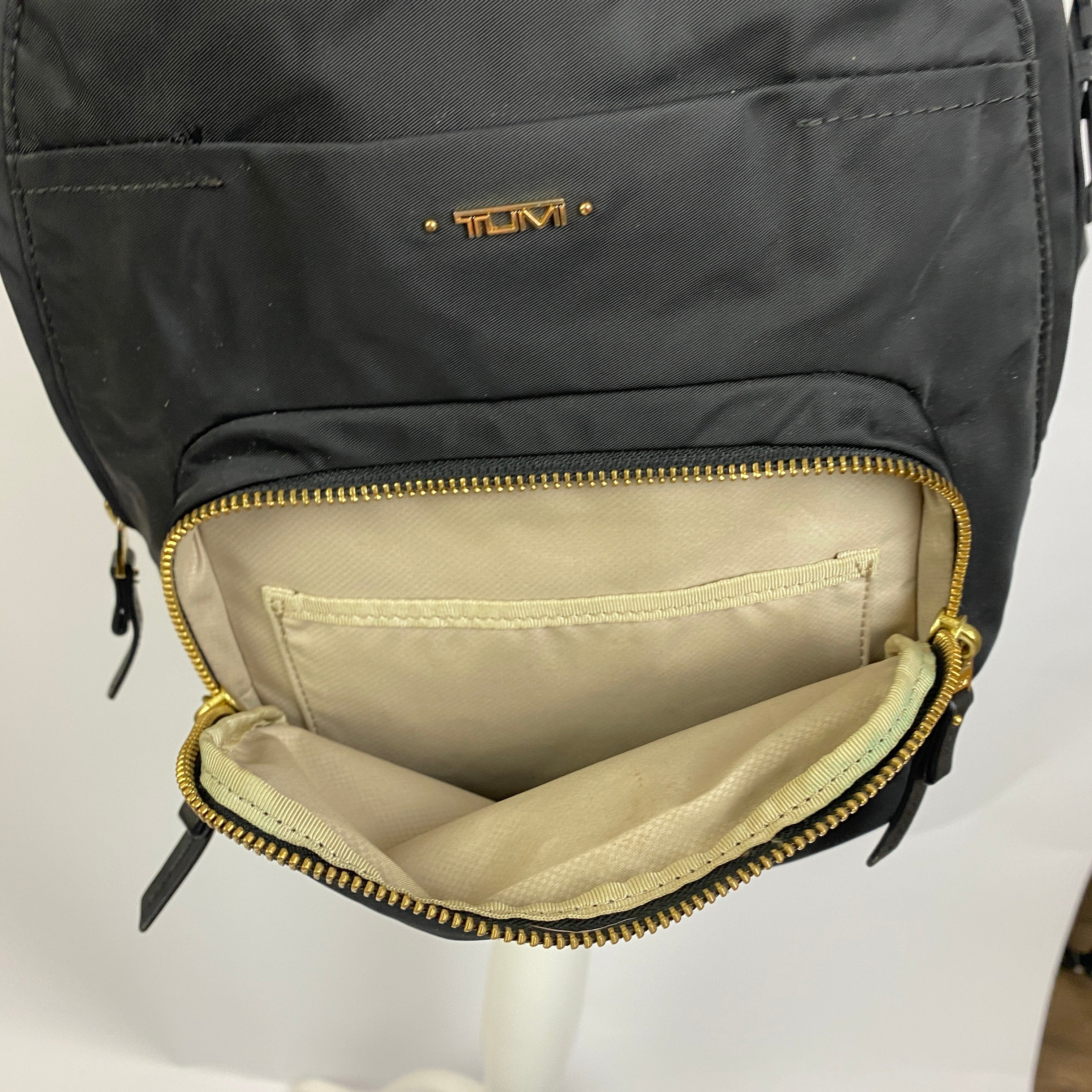 Tumi £350 Black Nylon Voyageur Carson Crossbody Backpack