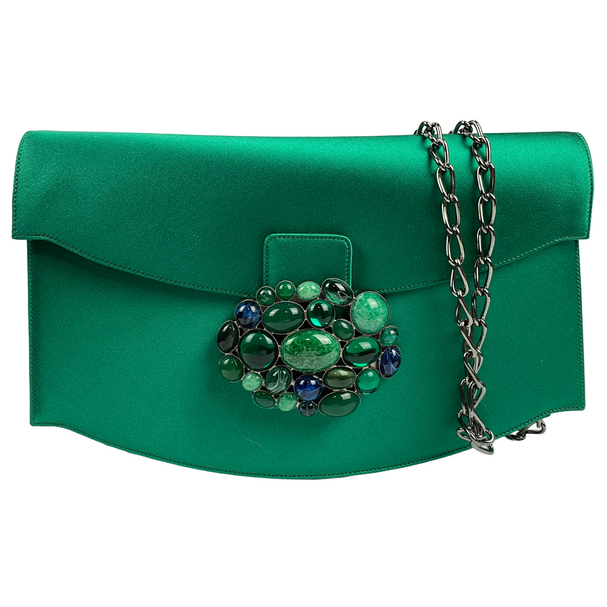 Renaud Pellegrino New Emerald Silk & Cabochon Evening Bag