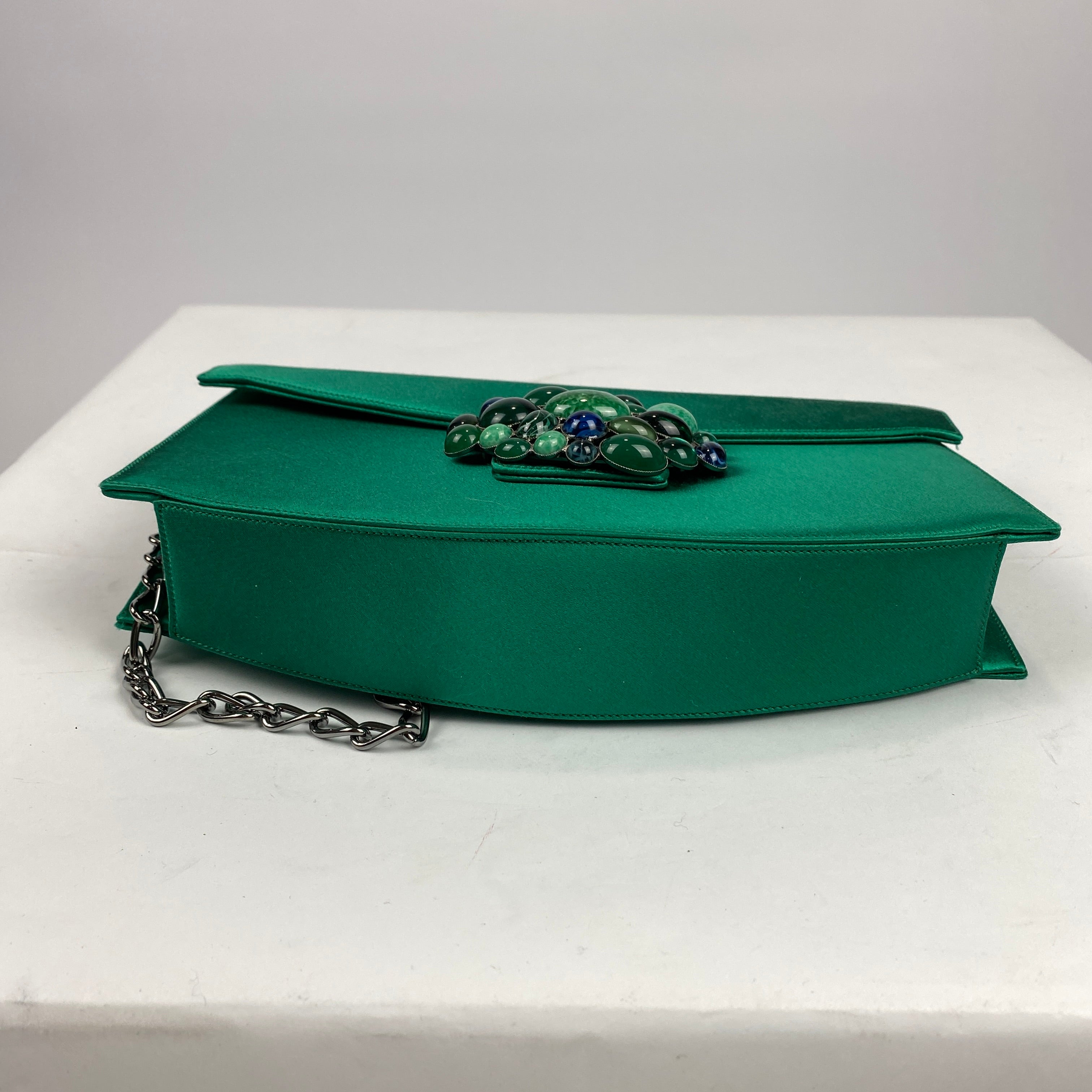 Renaud Pellegrino New Emerald Silk & Cabochon Evening Bag