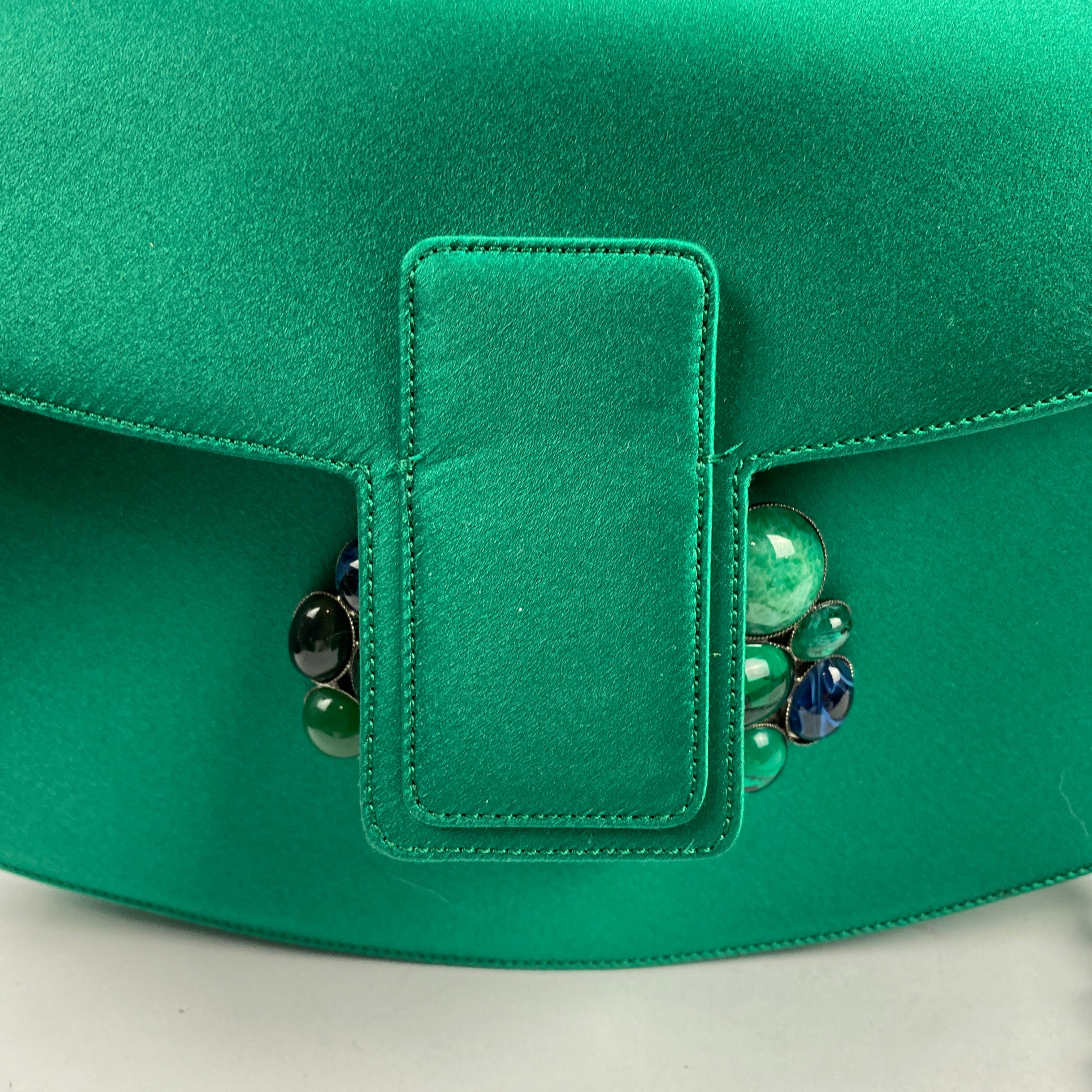 Renaud Pellegrino New Emerald Silk & Cabochon Evening Bag