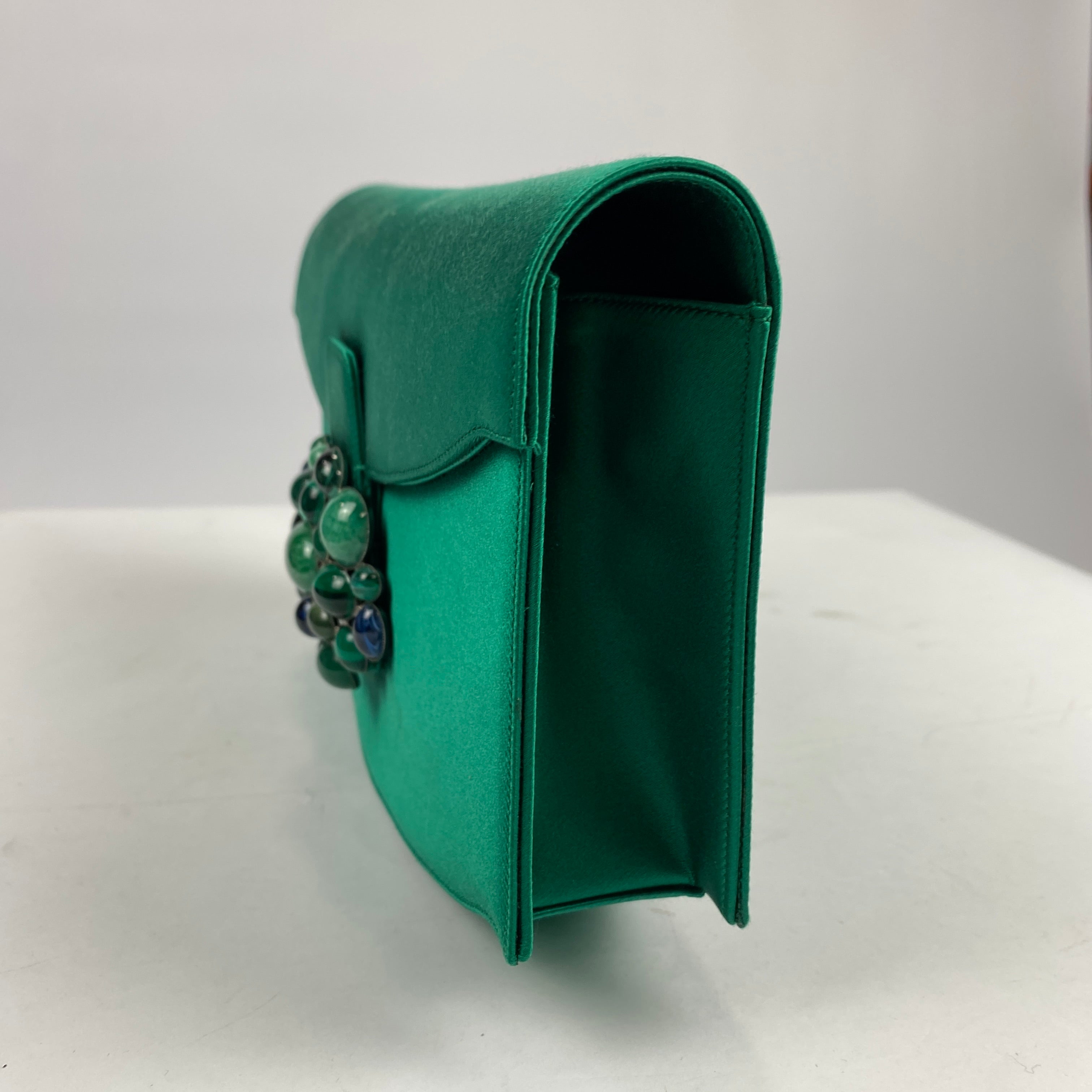Renaud Pellegrino New Emerald Silk & Cabochon Evening Bag