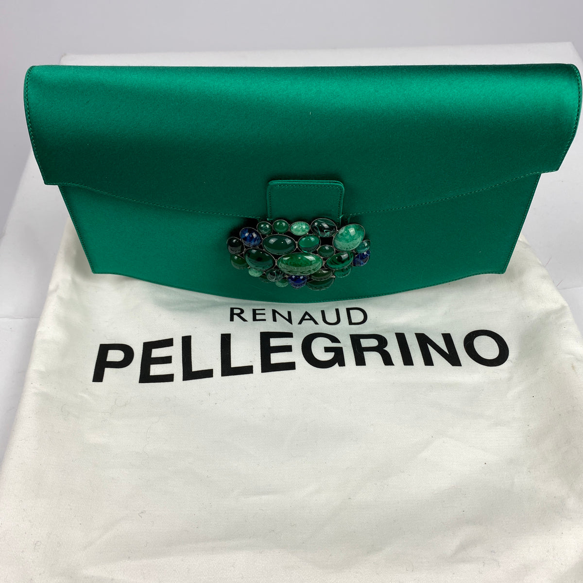 Renaud Pellegrino New Emerald Silk & Cabochon Evening Bag