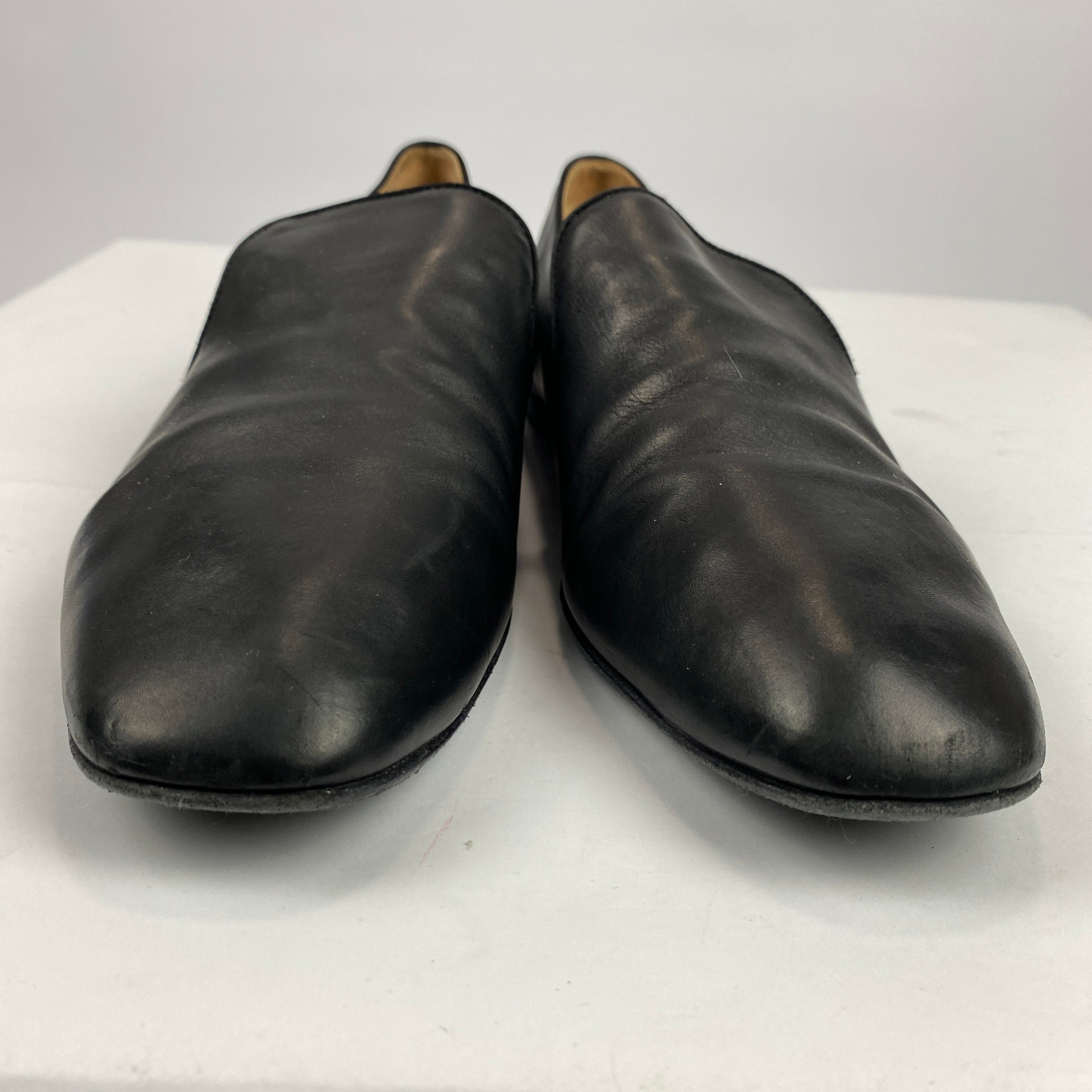 The Row Black Leather Alys Loafers 40.5