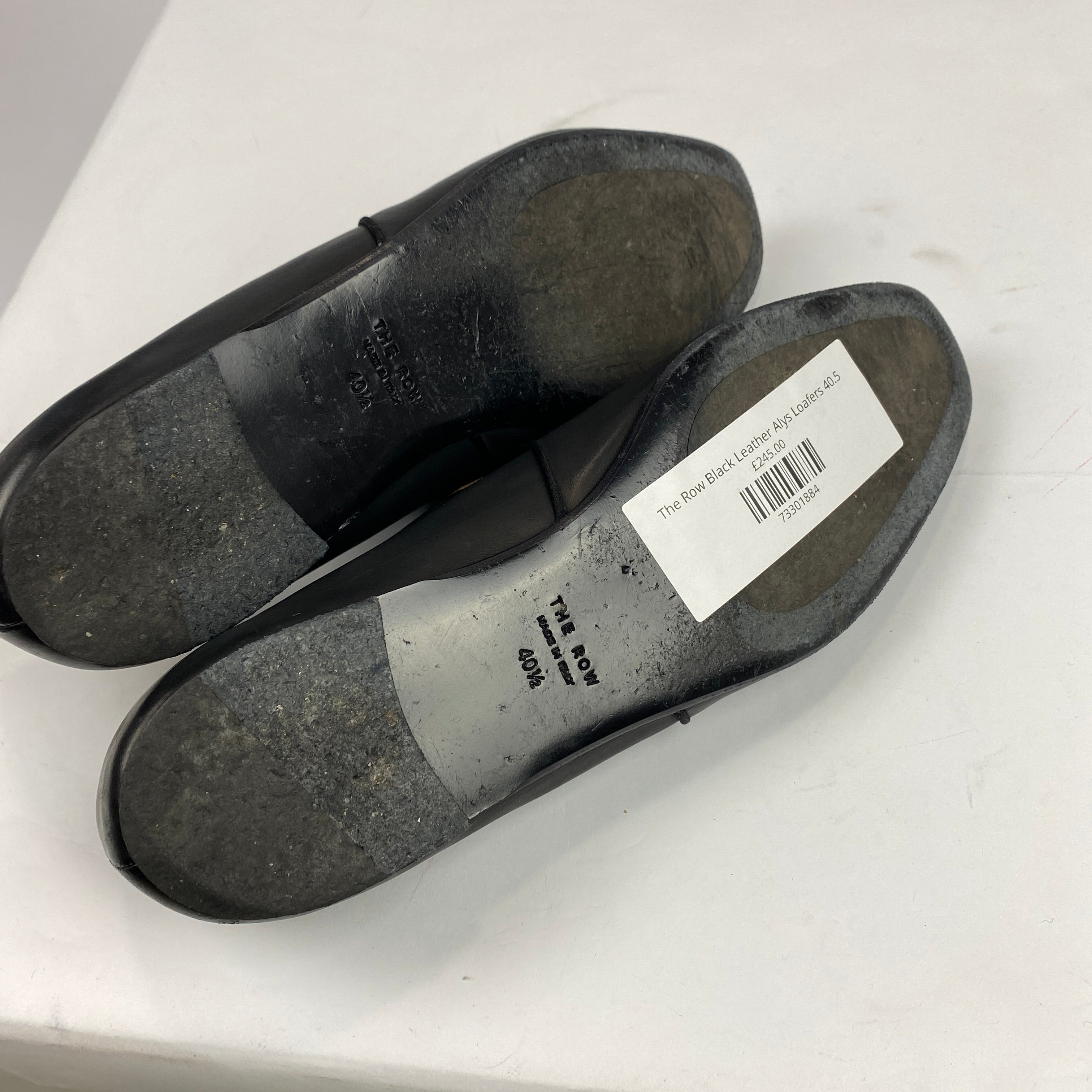 The Row Black Leather Alys Loafers 40.5
