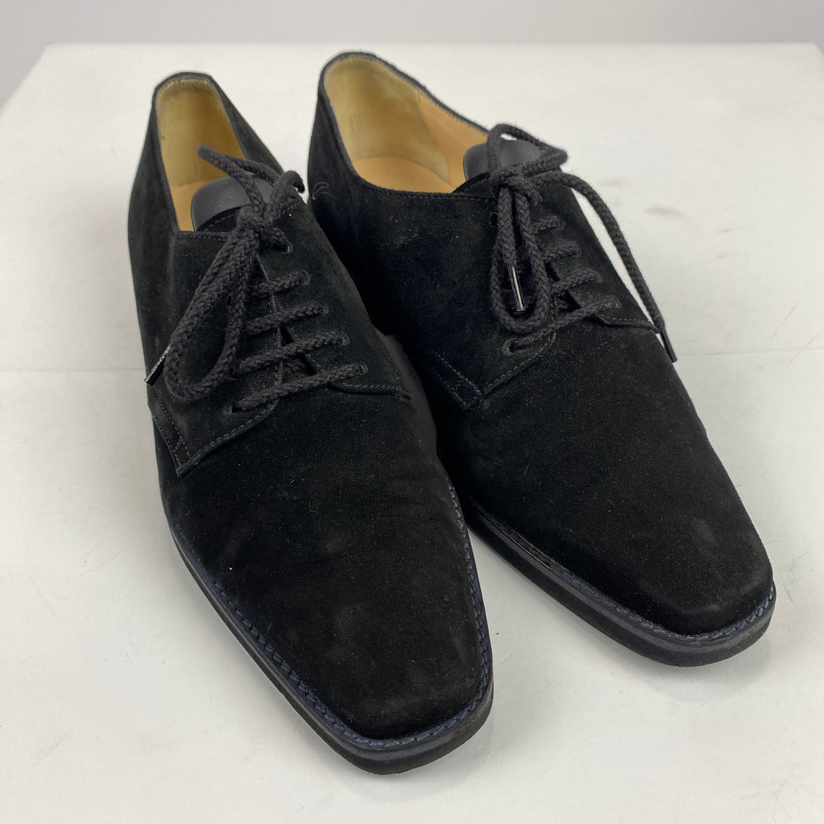 Manolo Blahnik New Black Suede Square Toe Lace-Ups 36