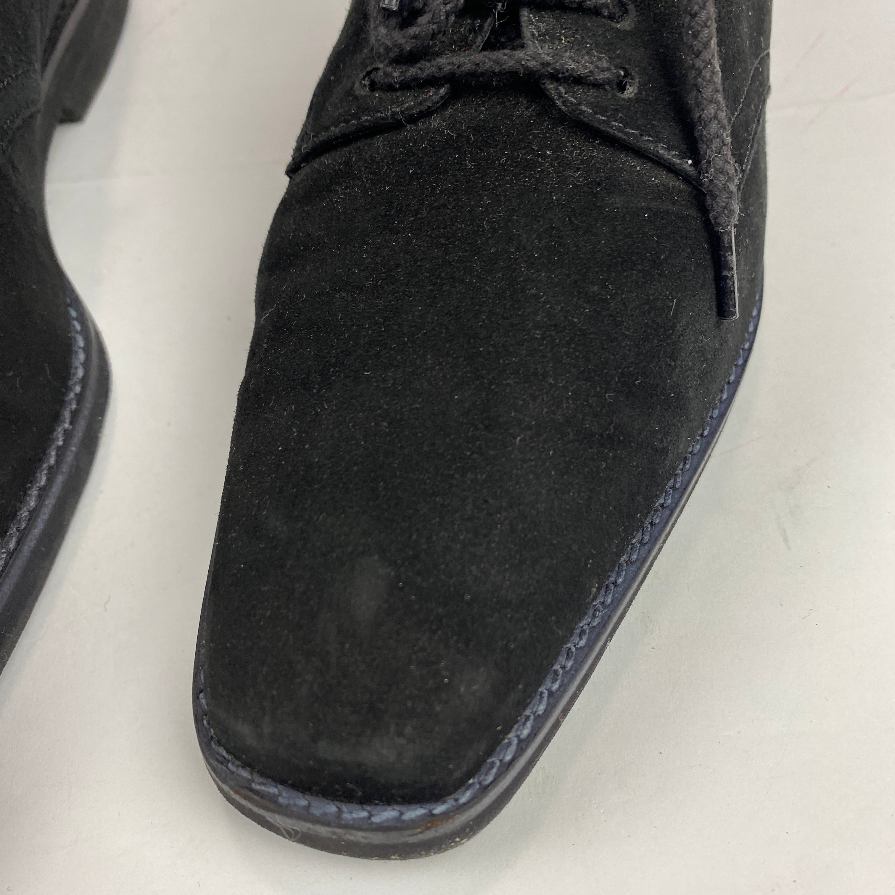 Manolo Blahnik New Black Suede Square Toe Lace-Ups 36