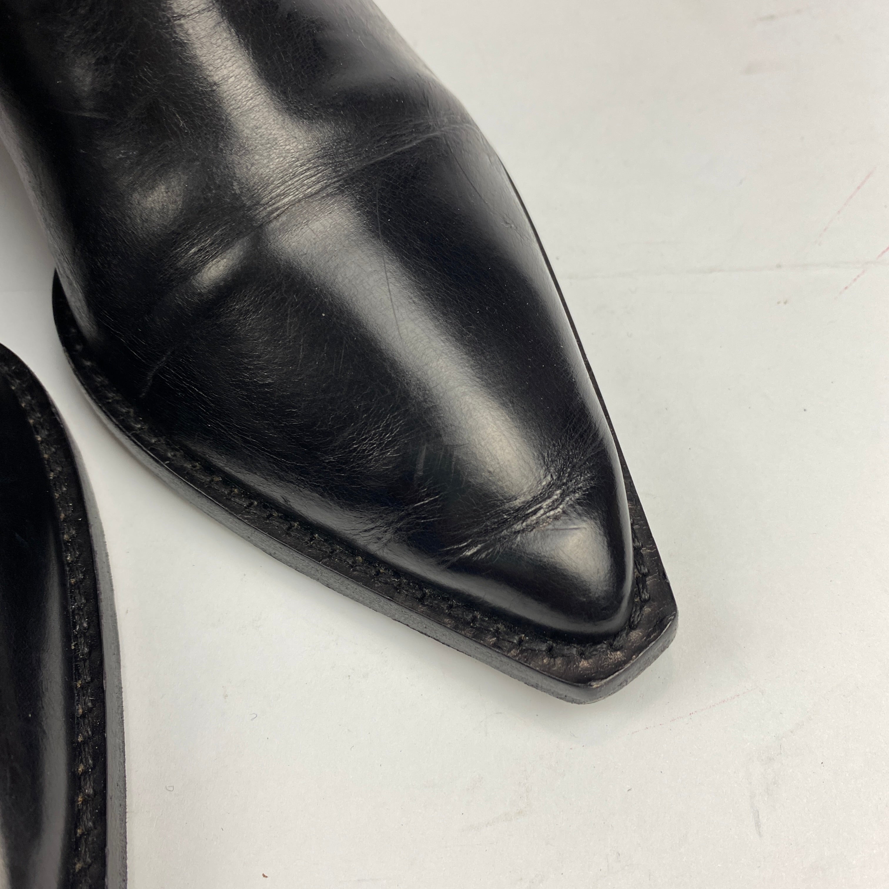 Isabel Marant Black Leather Western Ankle Boots 39