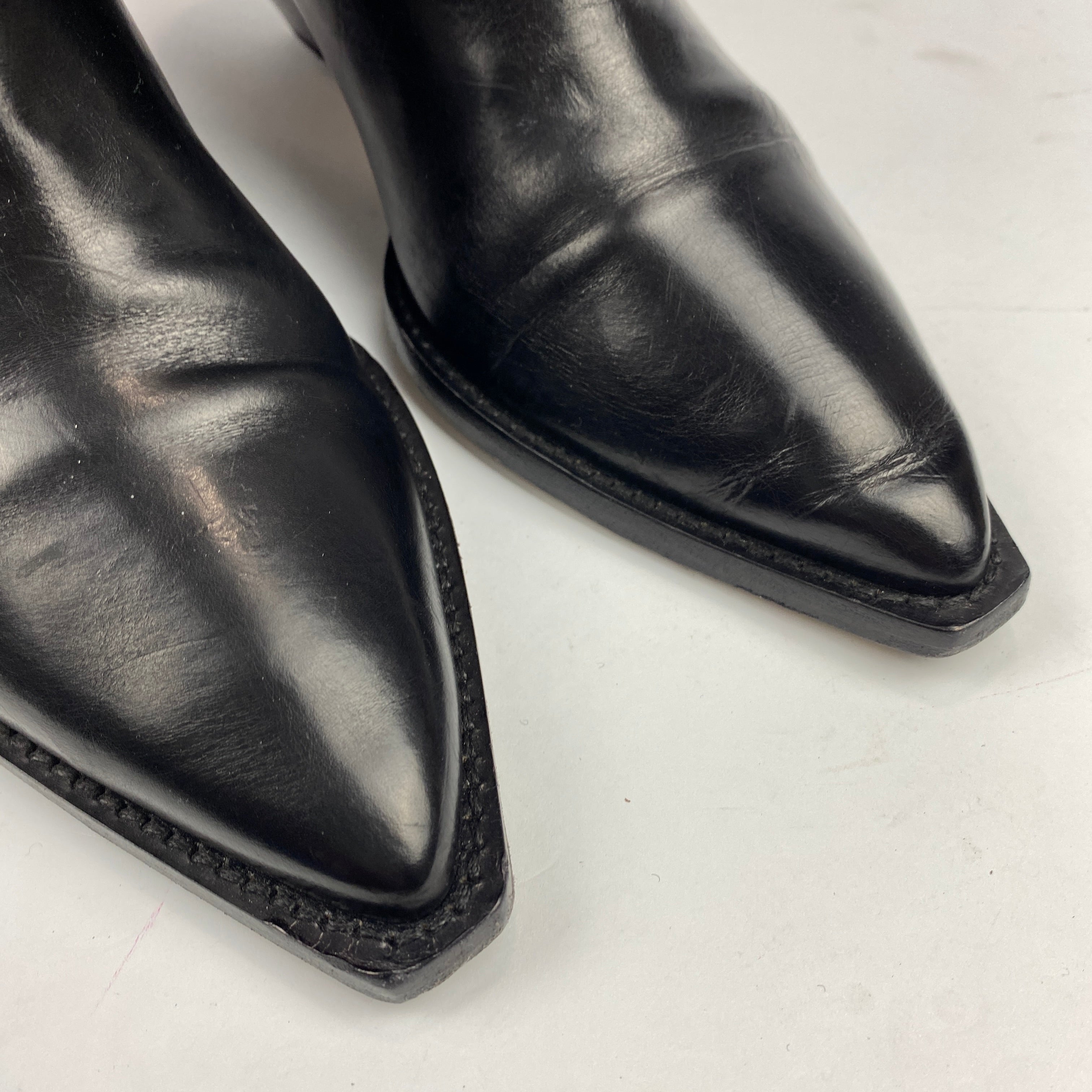 Isabel Marant Black Leather Western Ankle Boots 39