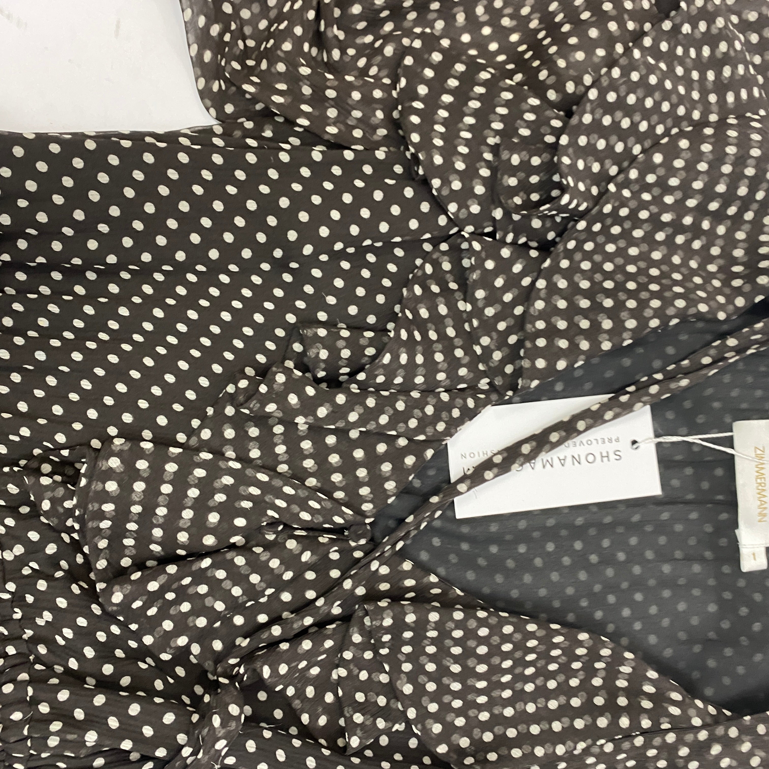 Zimmermann Smoke Polkadot Silk Chiffon Playsuit XS