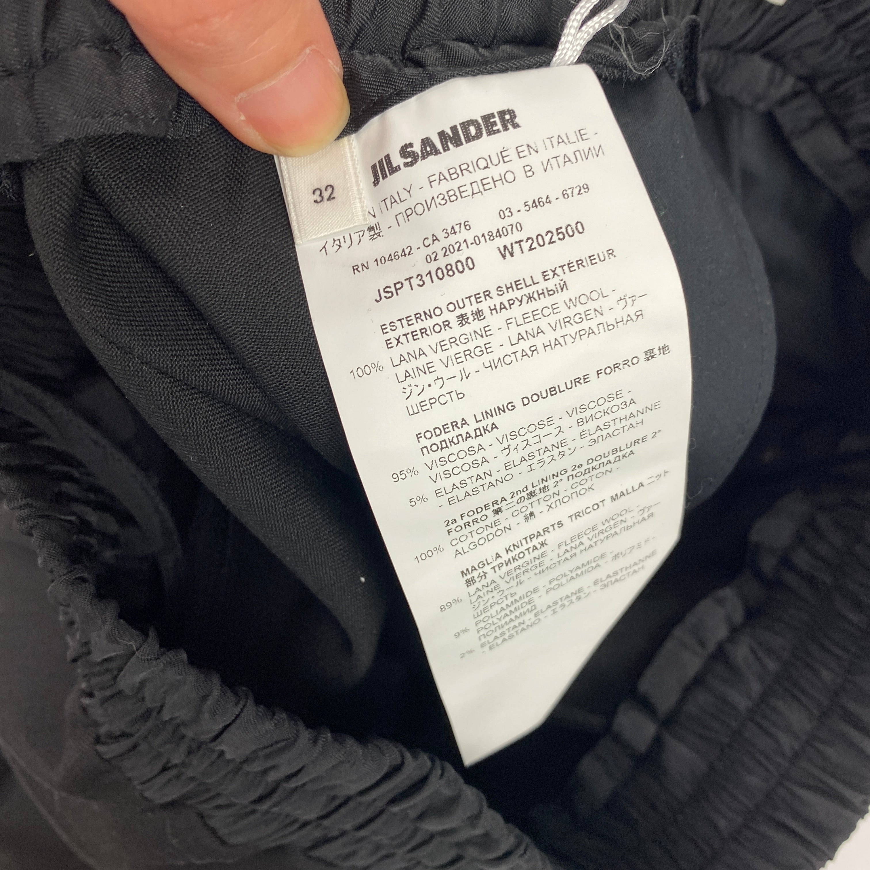 Jil Sander New Black Wool Gabardine Pull-On Pants XXS