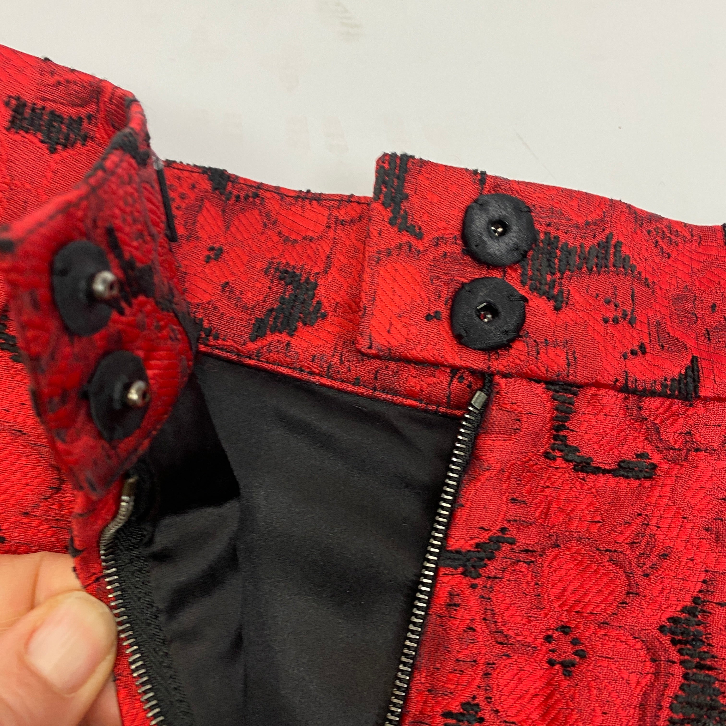 Dolce & Gabbana Ruby Jacquard A-Line Mini Skirt XS