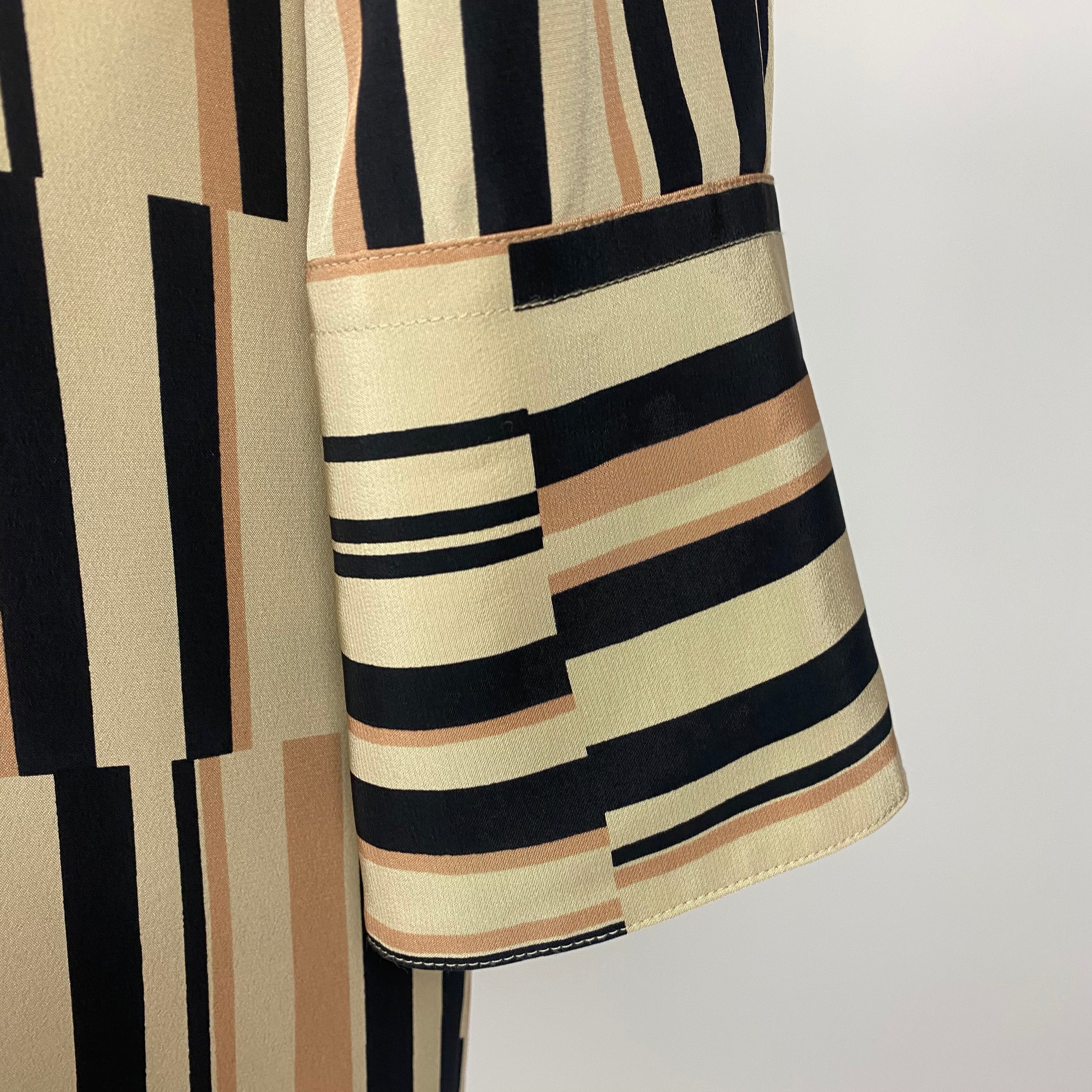 Joseph £595 Deep Vanilla & Black Stripe Silk Shirtdress XXS/XS