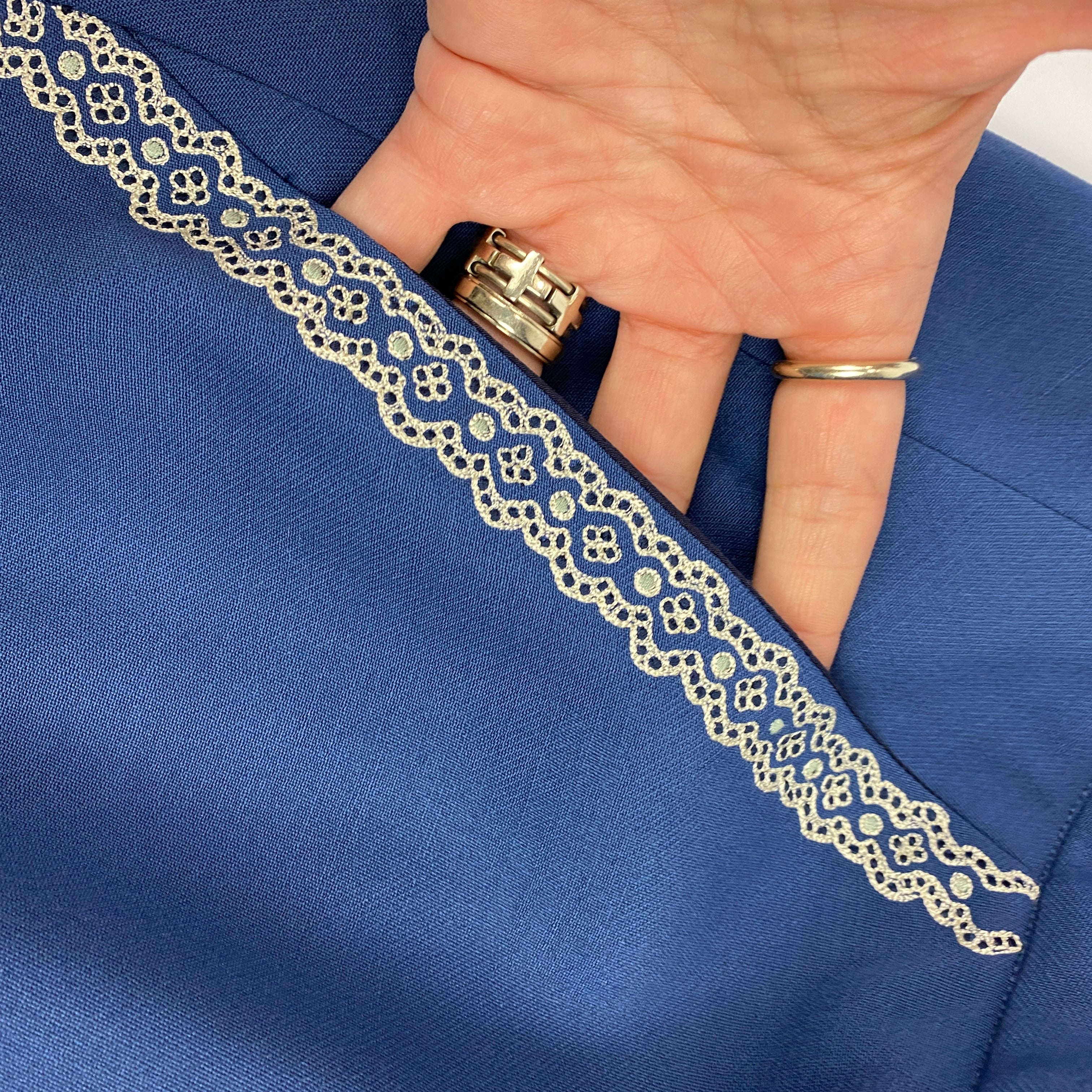 Vilshenko New Mid Blue Embroidered Wrap Maxi Skirt XS