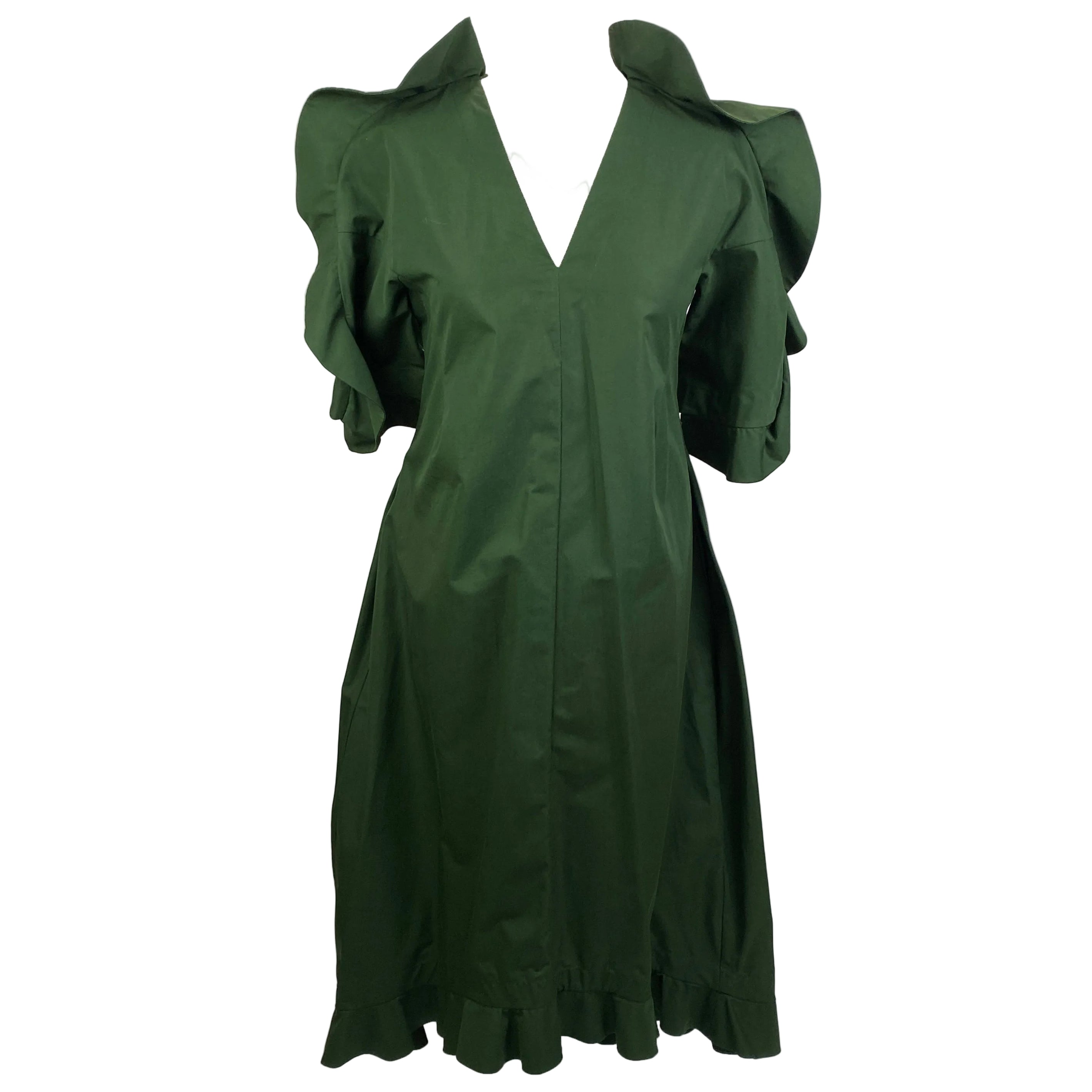 Jil Sander New Ivy Green Cotton Maxi Dress XXS