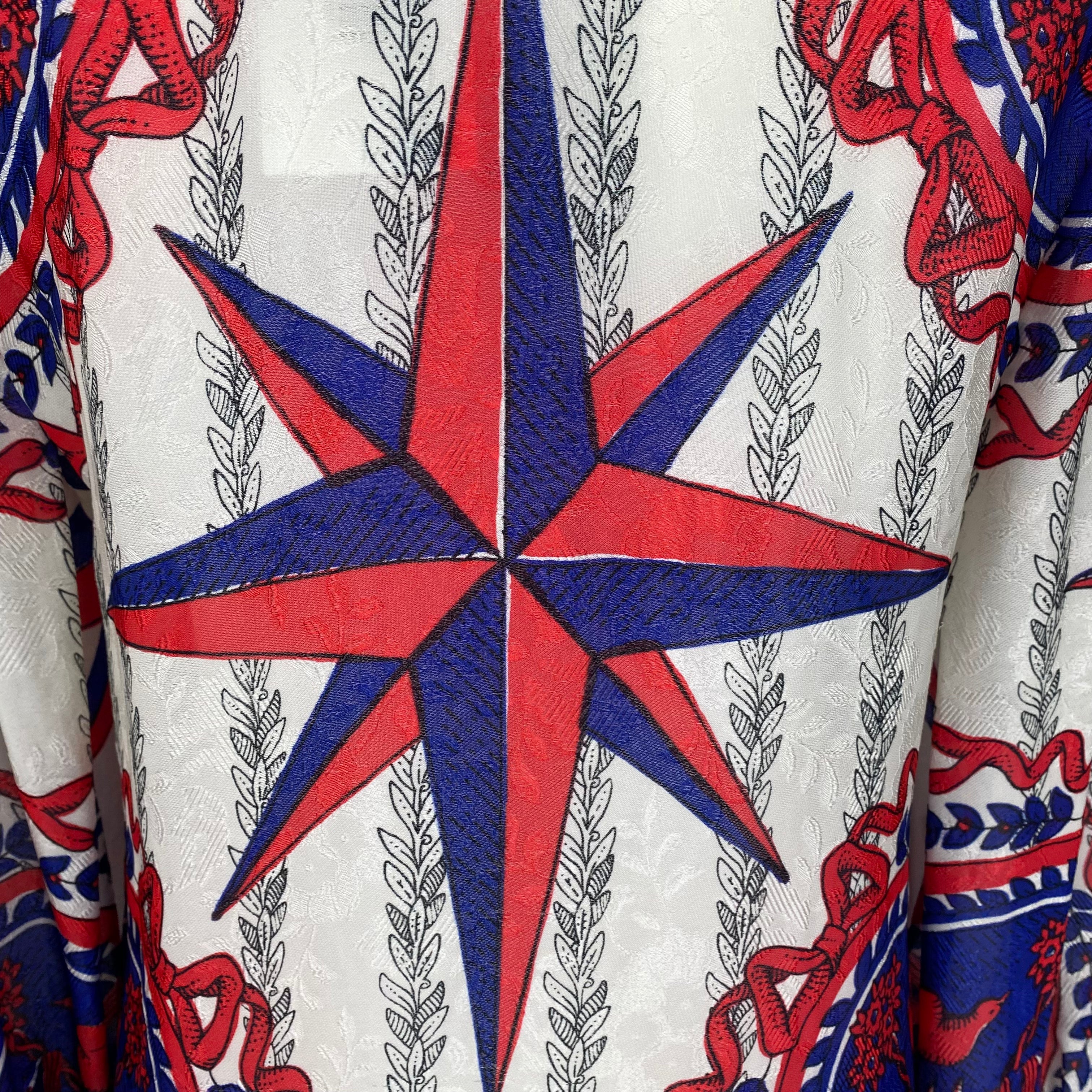 Gucci Ruby & Navy Carillon Print Silk Print Shirt S