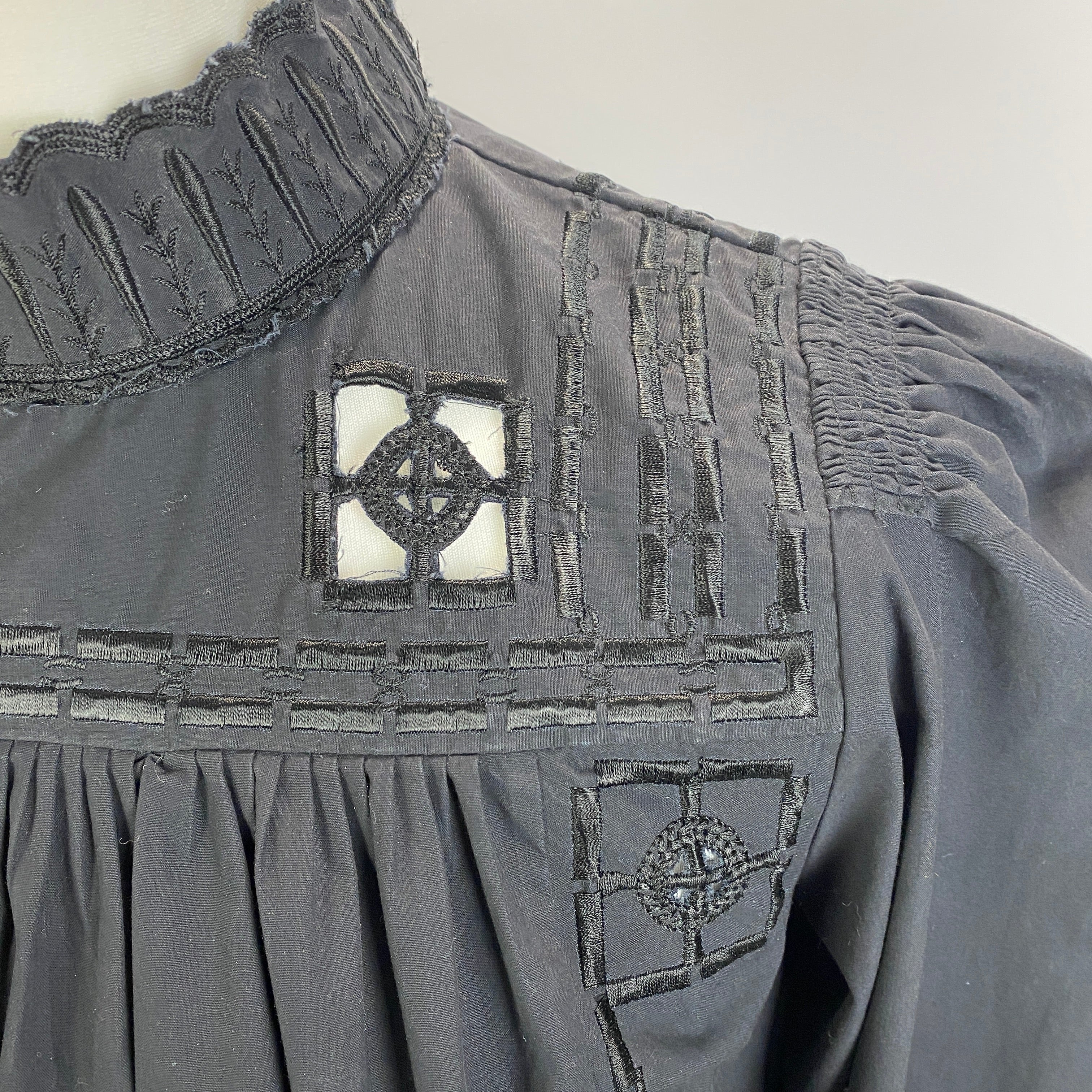 Isabel Marant Black Embroidered Cotton Swing Tunic Top S