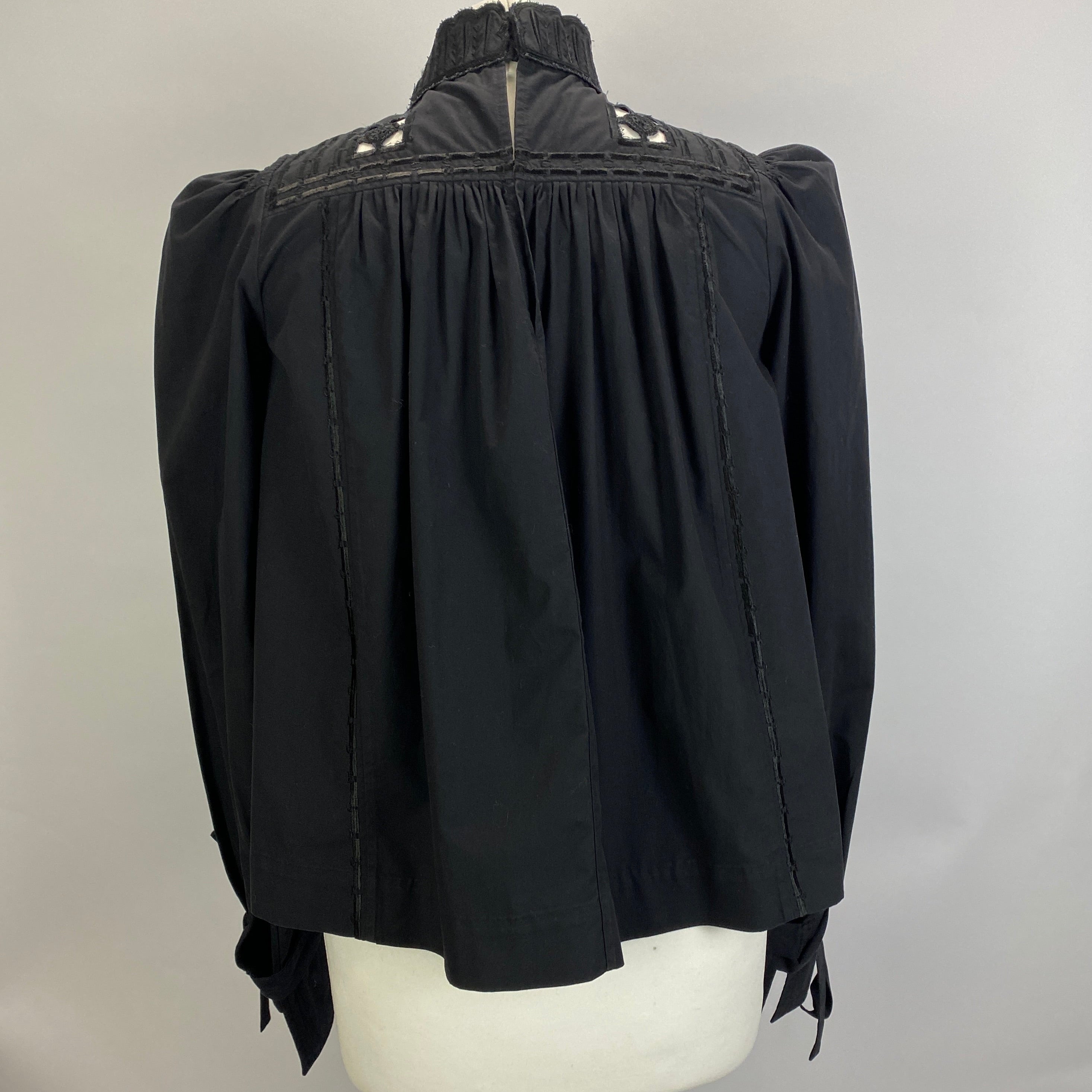 Isabel Marant Black Embroidered Cotton Swing Tunic Top S