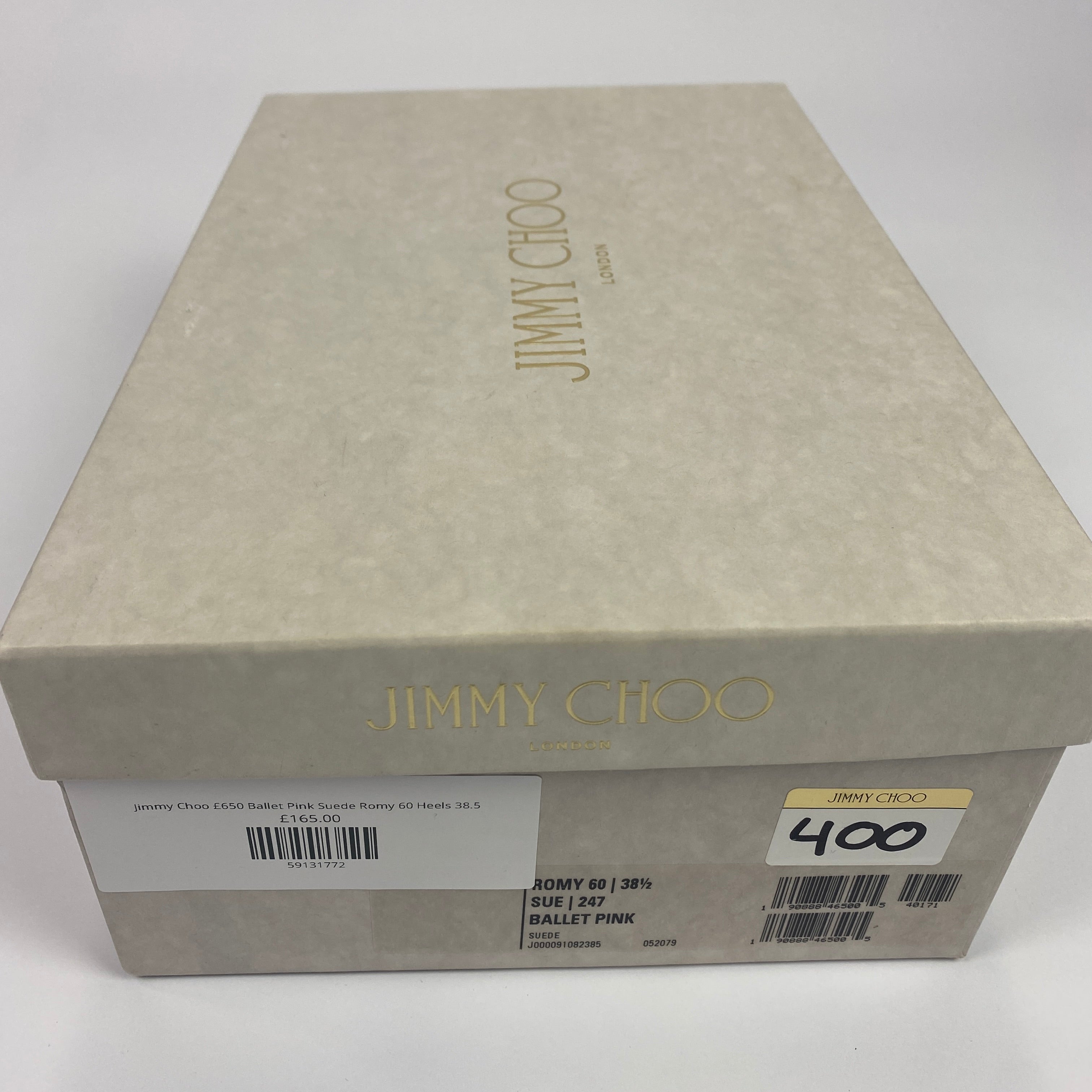 Jimmy Choo £650 Ballet Pink Suede Romy 60 Heels 38.5