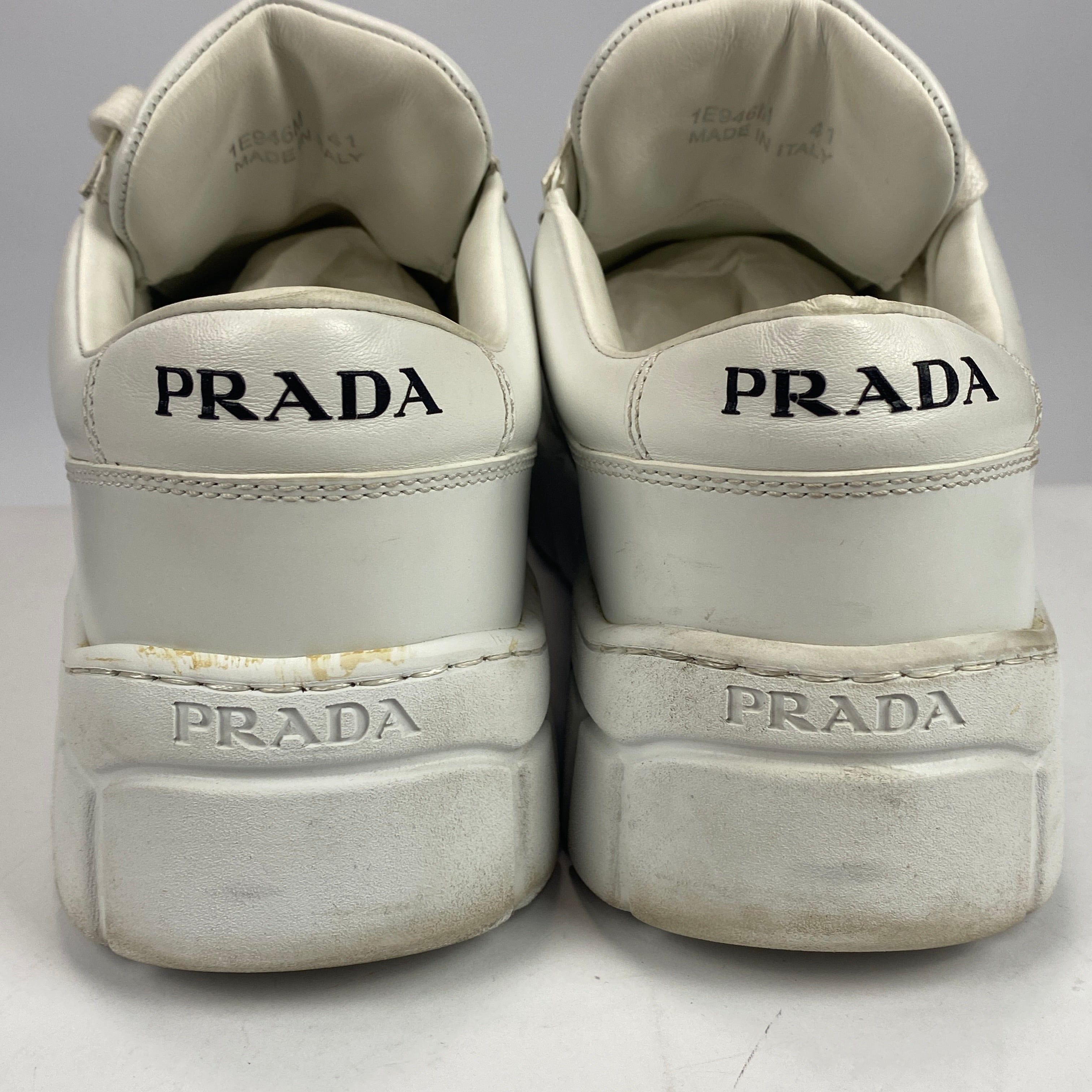 Prada £870 White Leather Downtown Trainers 41