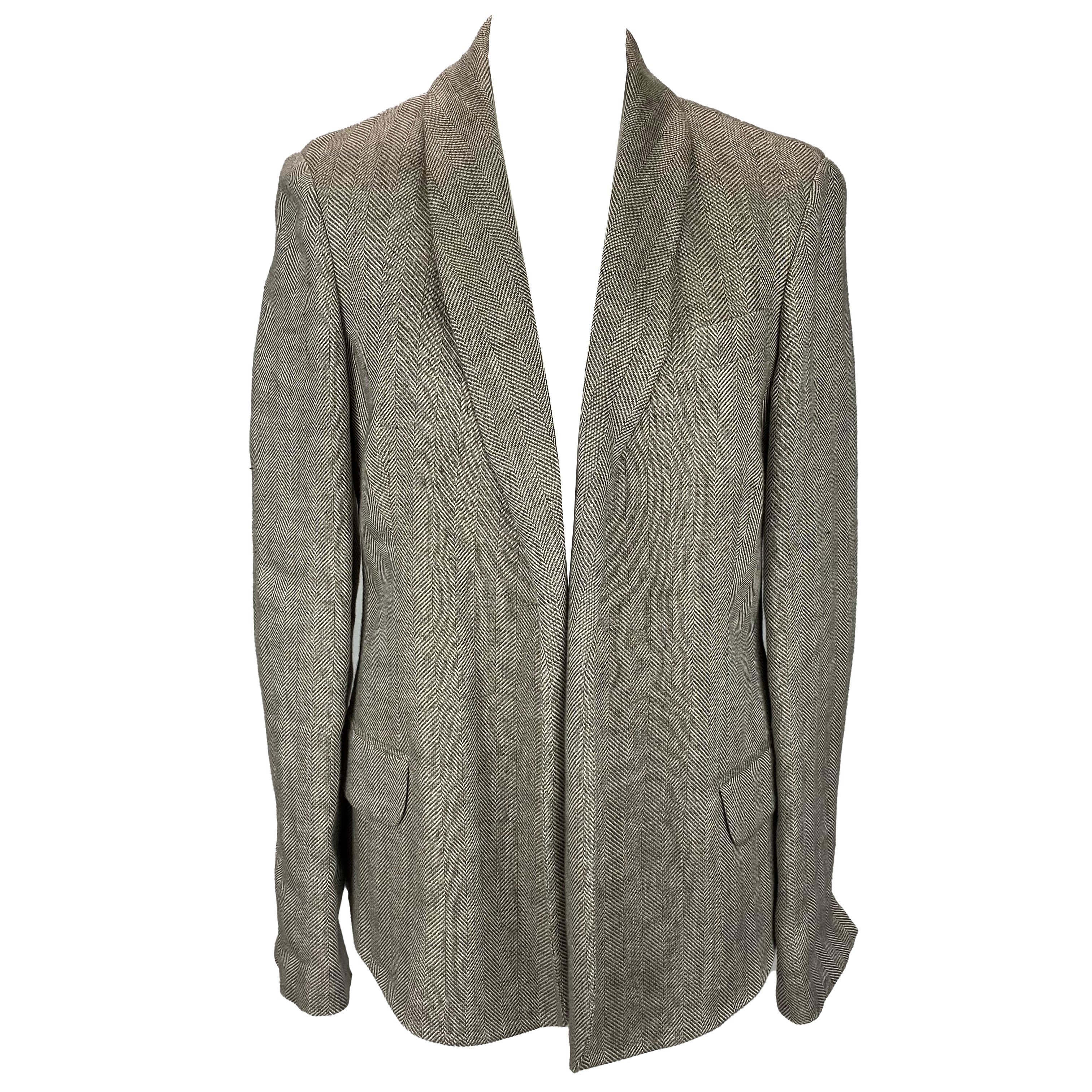 Loro Piana Moss Herringbone Linen Jacket S