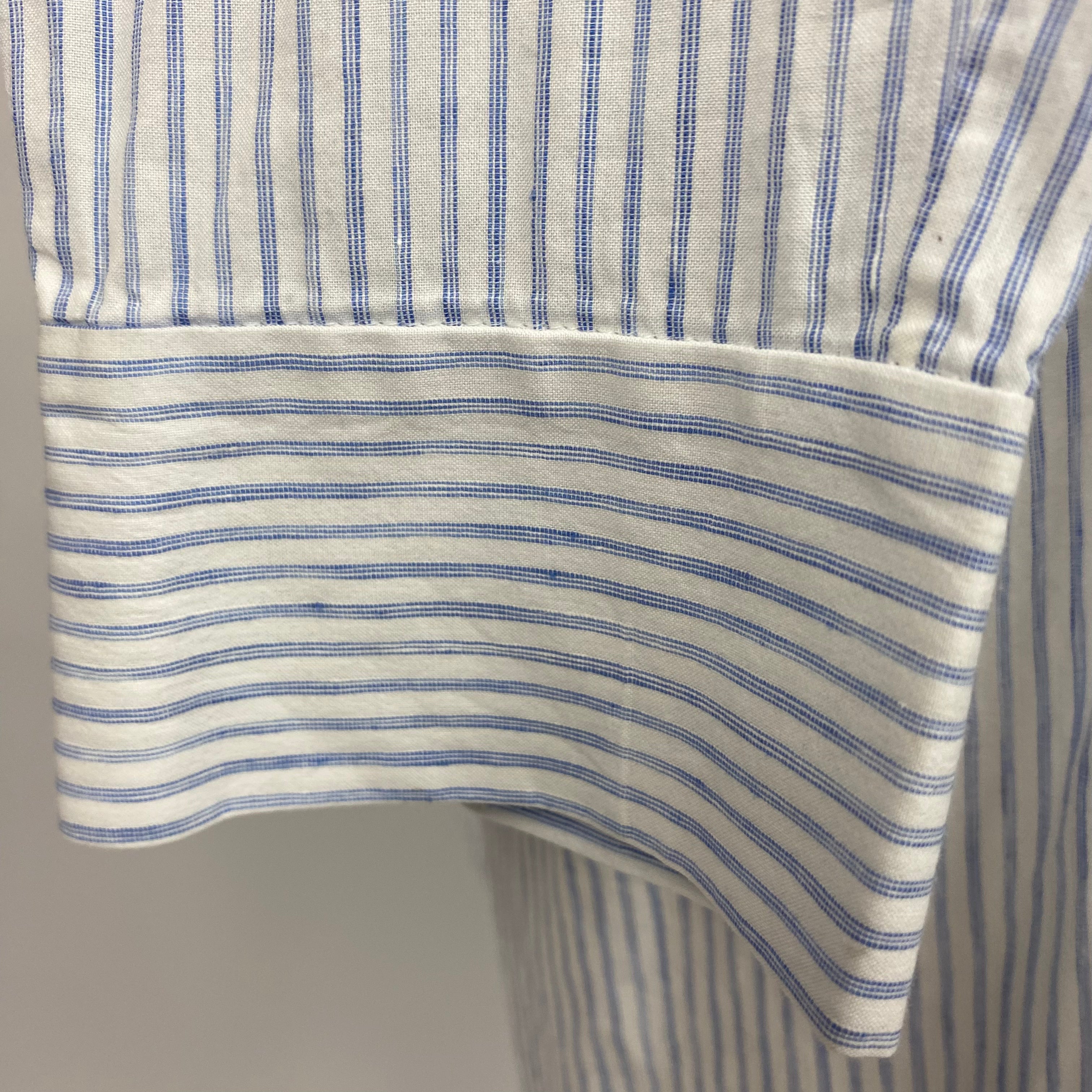 Loro Piana £1600 Blue & White Pinstripe Linen & Cotton Tunic XXL