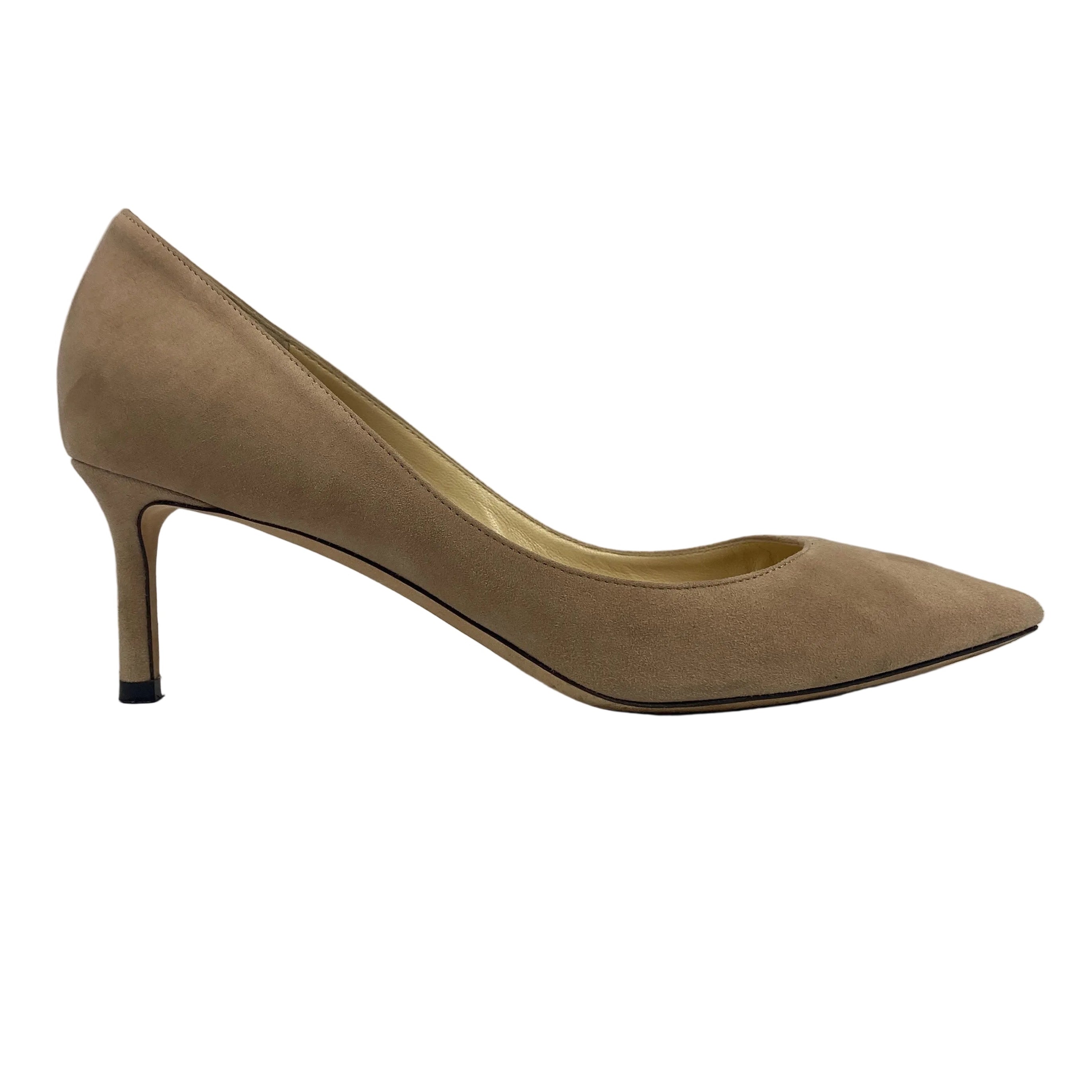 Jimmy Choo £650 Ballet Pink Suede Romy 60 Heels 38.5