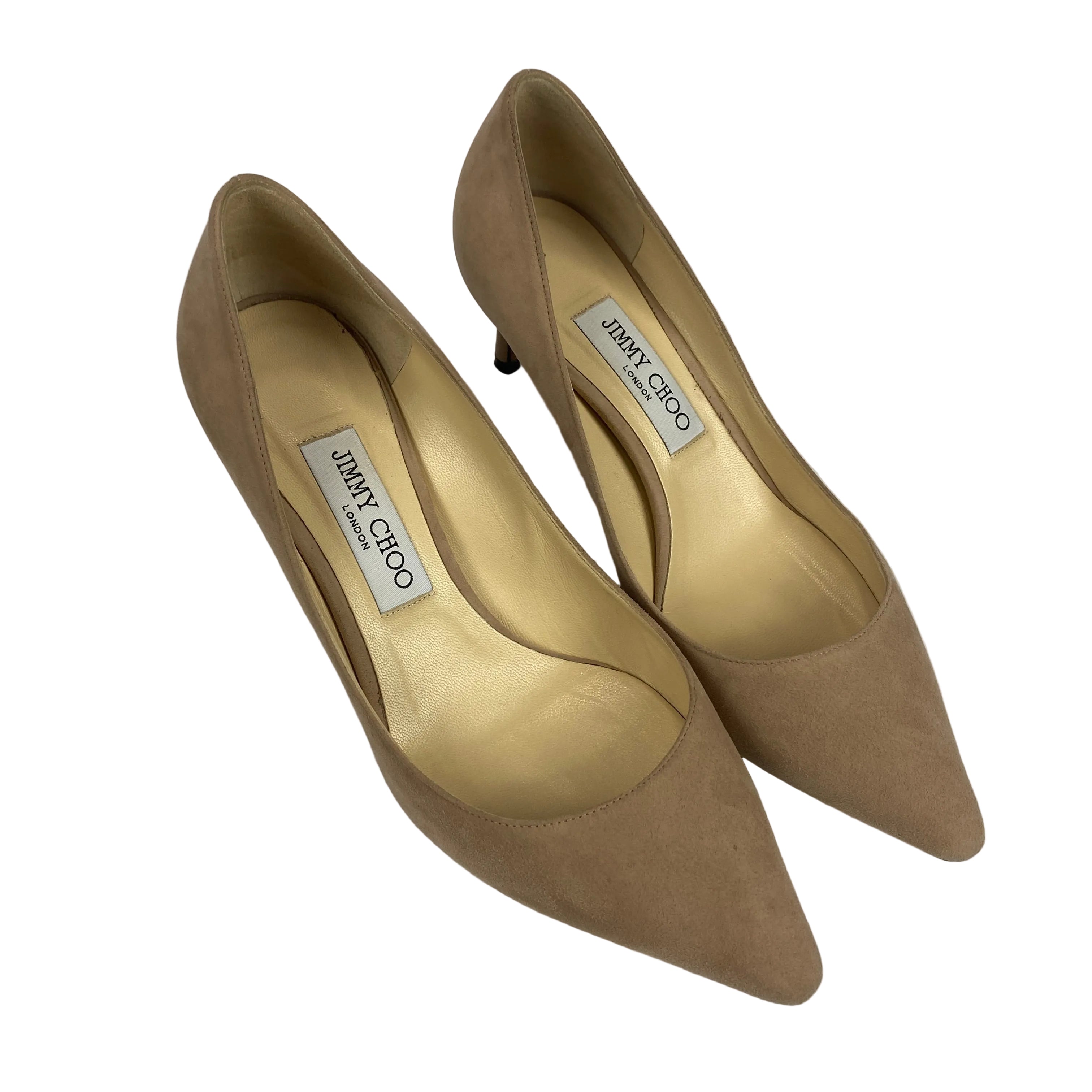Jimmy Choo £650 Ballet Pink Suede Romy 60 Heels 38.5