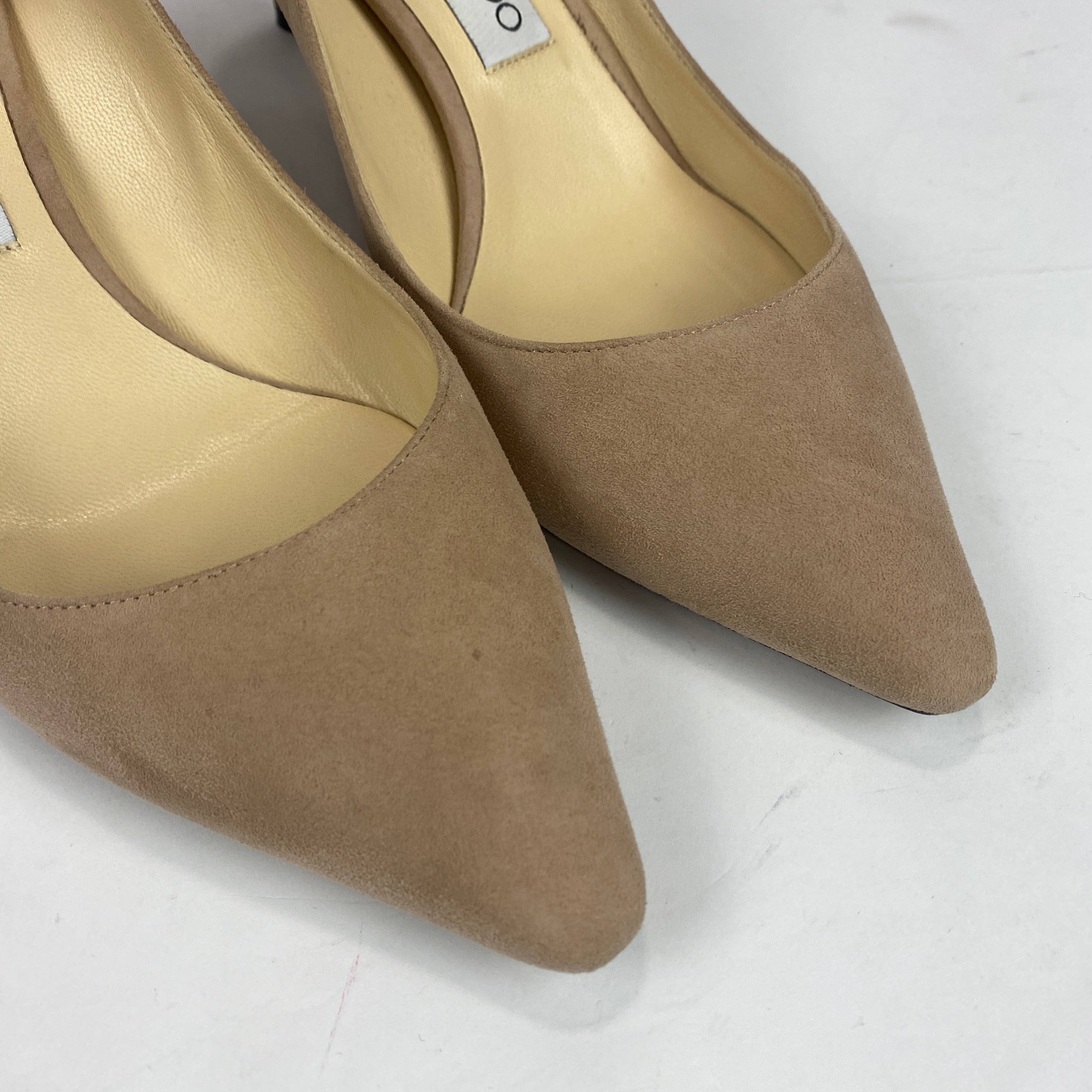 Jimmy Choo £650 Ballet Pink Suede Romy 60 Heels 38.5