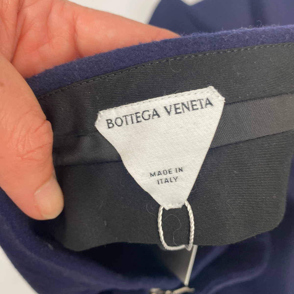 Bottega Veneta Navy Thick Wool Side Clip Trousers XXS