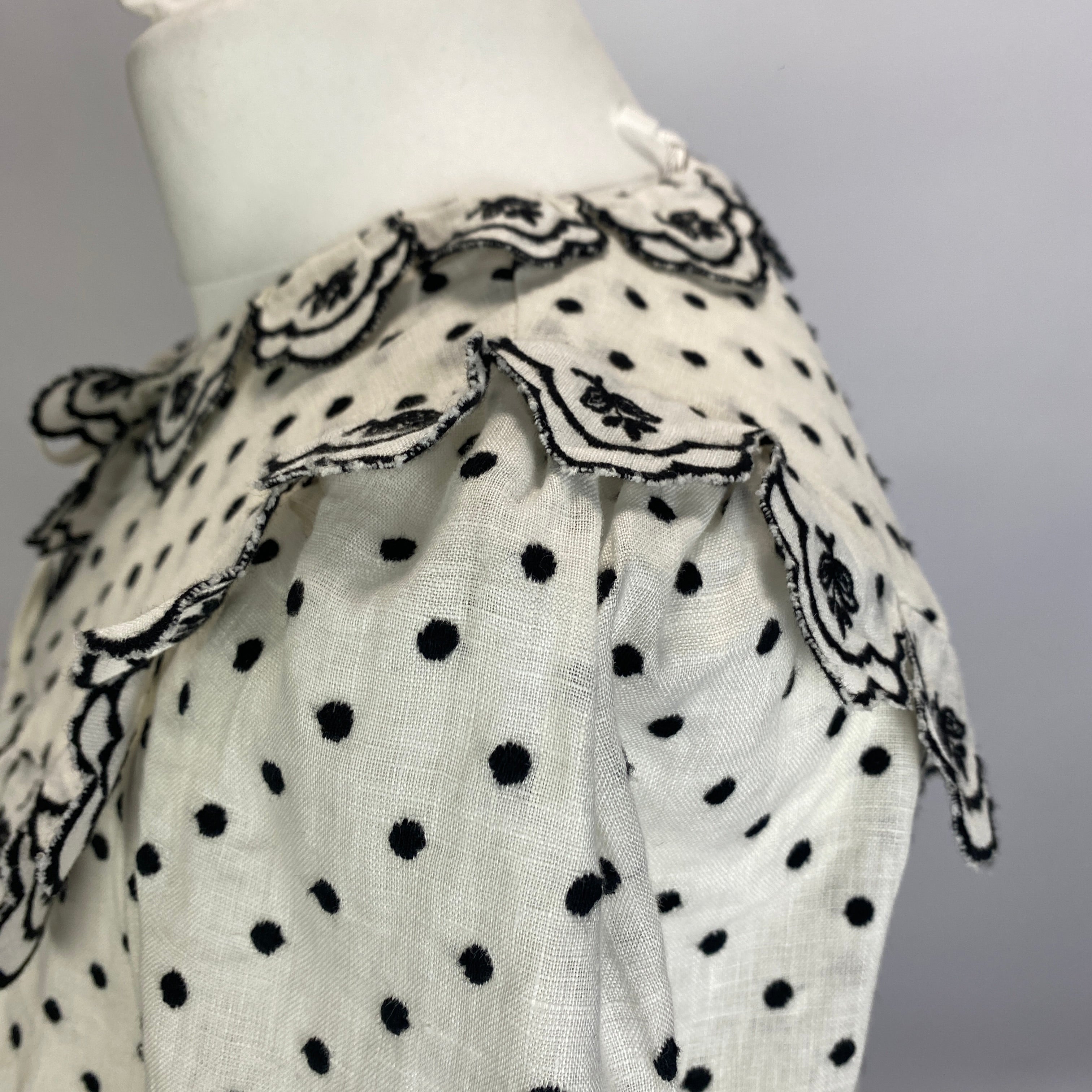 Zimmermann Ivory & Black Polka Dot Linen Mini Dress XXS/XS