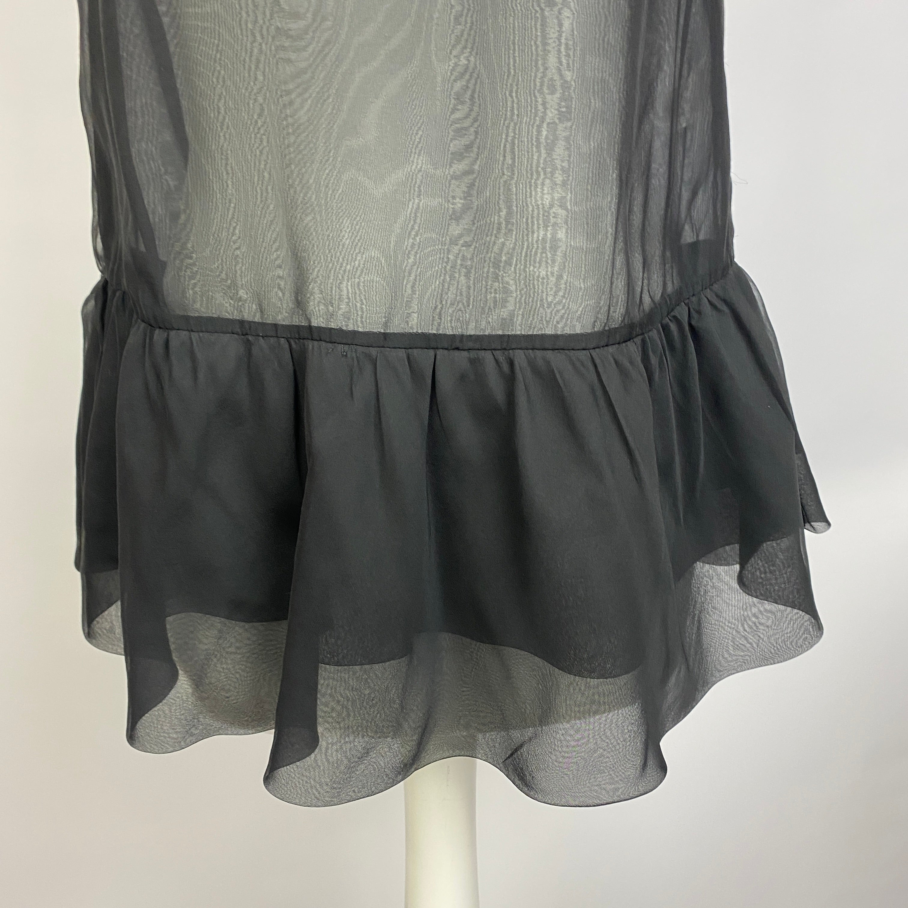Brunello Cucinelli Black Silk Organza Peplum Top M