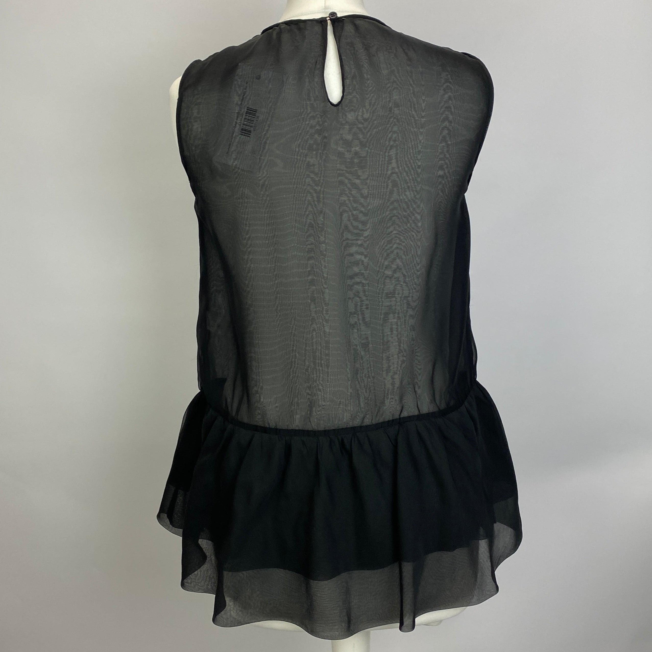 Brunello Cucinelli Black Silk Organza Peplum Top M