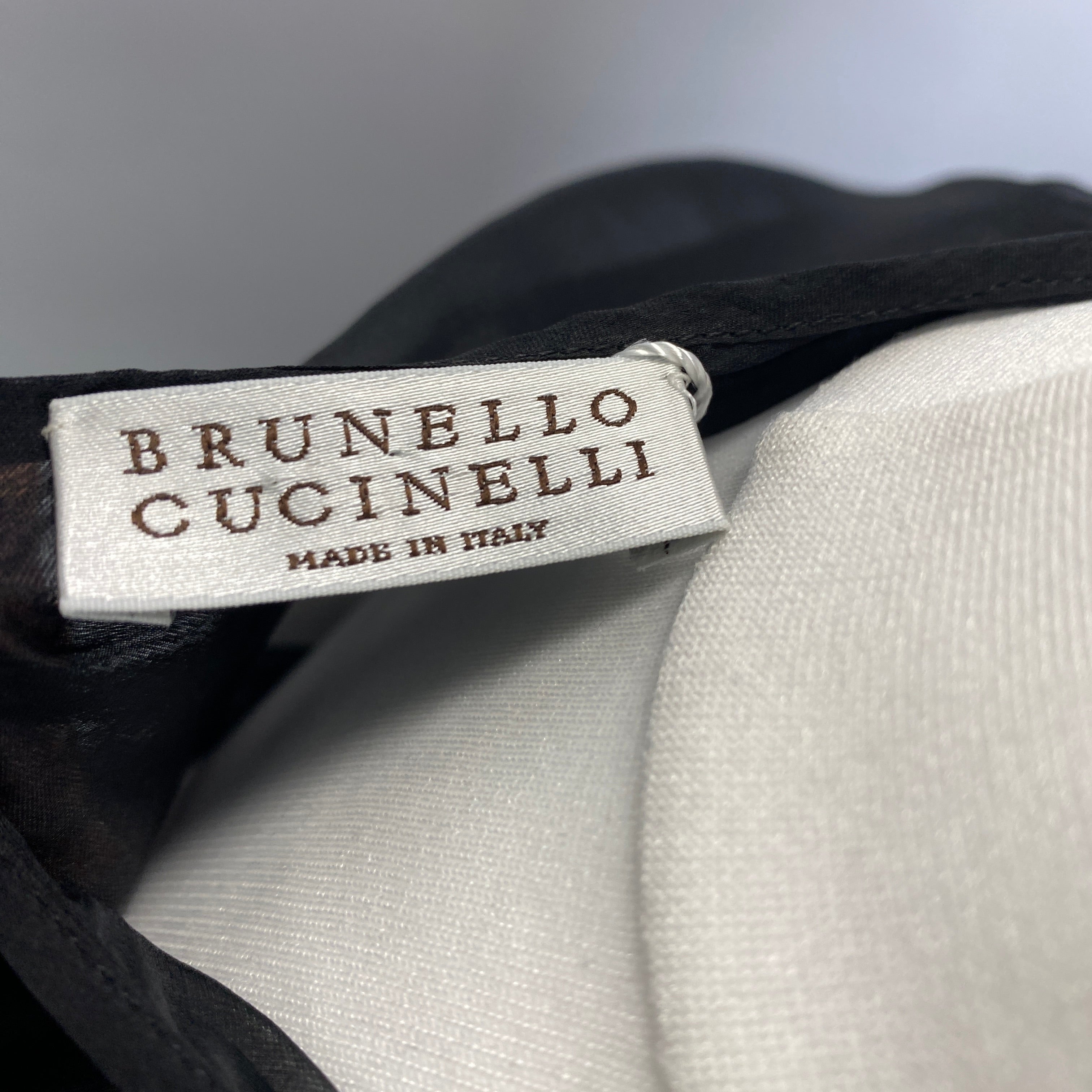 Brunello Cucinelli Black Silk Organza Peplum Top M