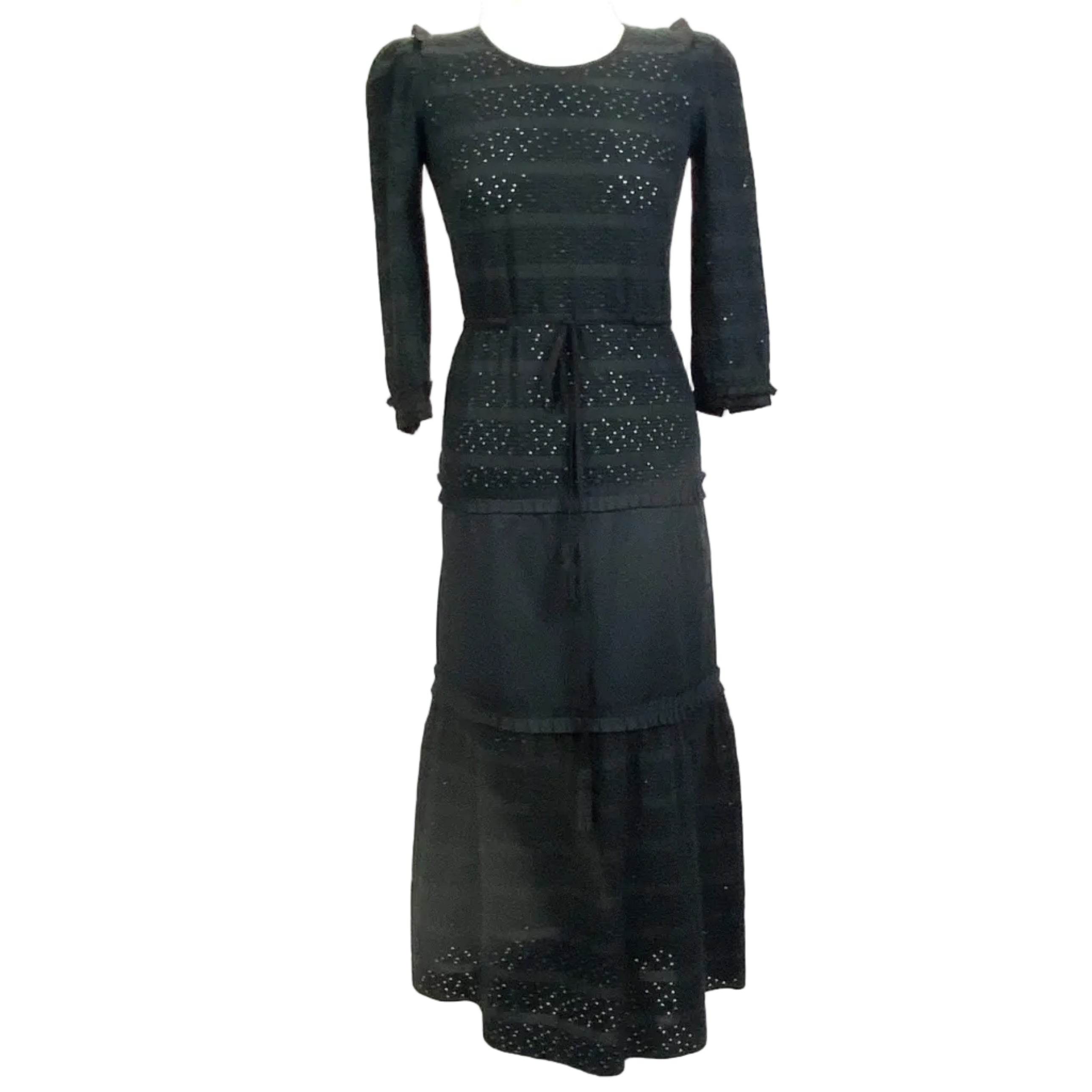 Anna Mason New Black Broderie Anglais Maxi Dress S