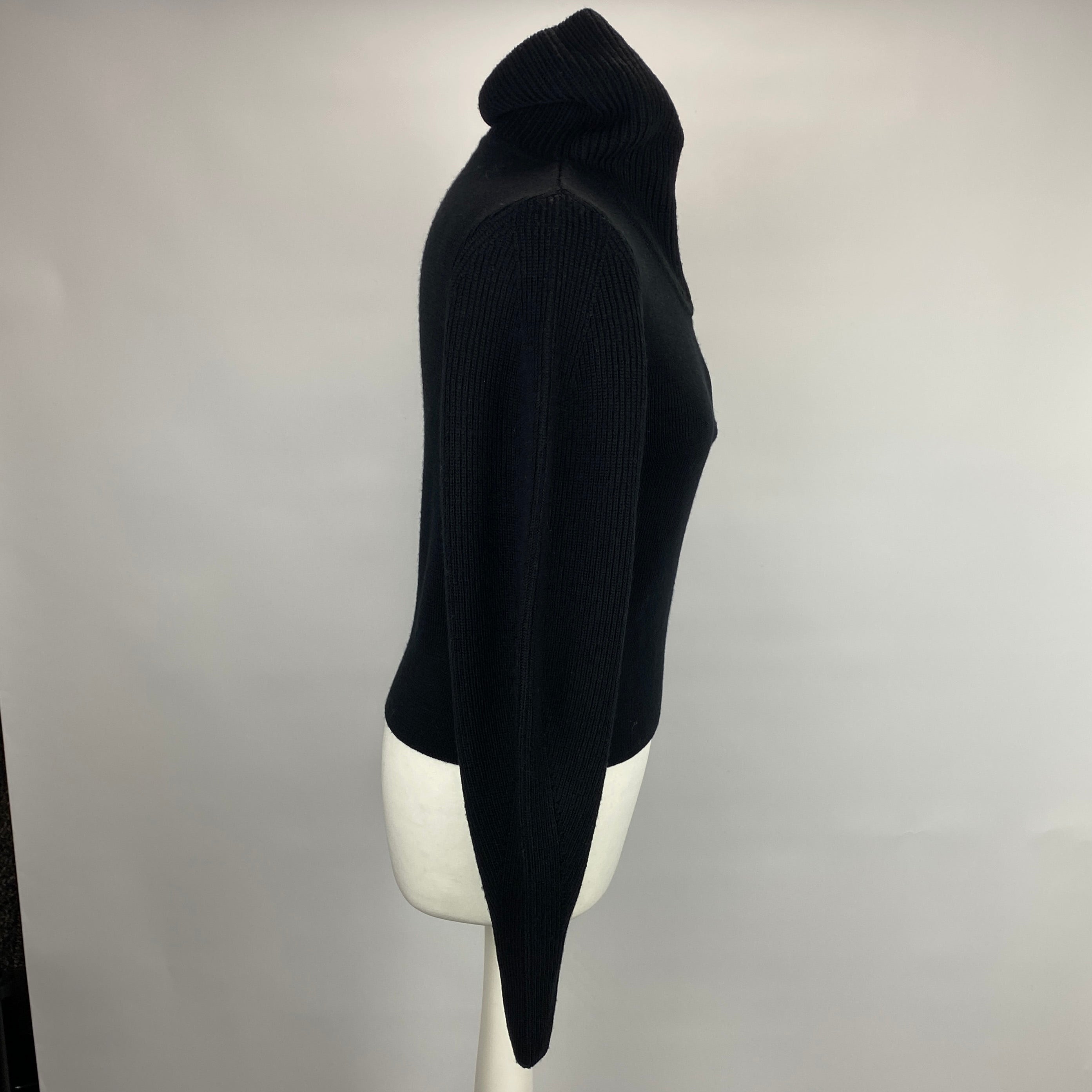 Lemaire £430 Black Wool Rib Zip Sweater XS