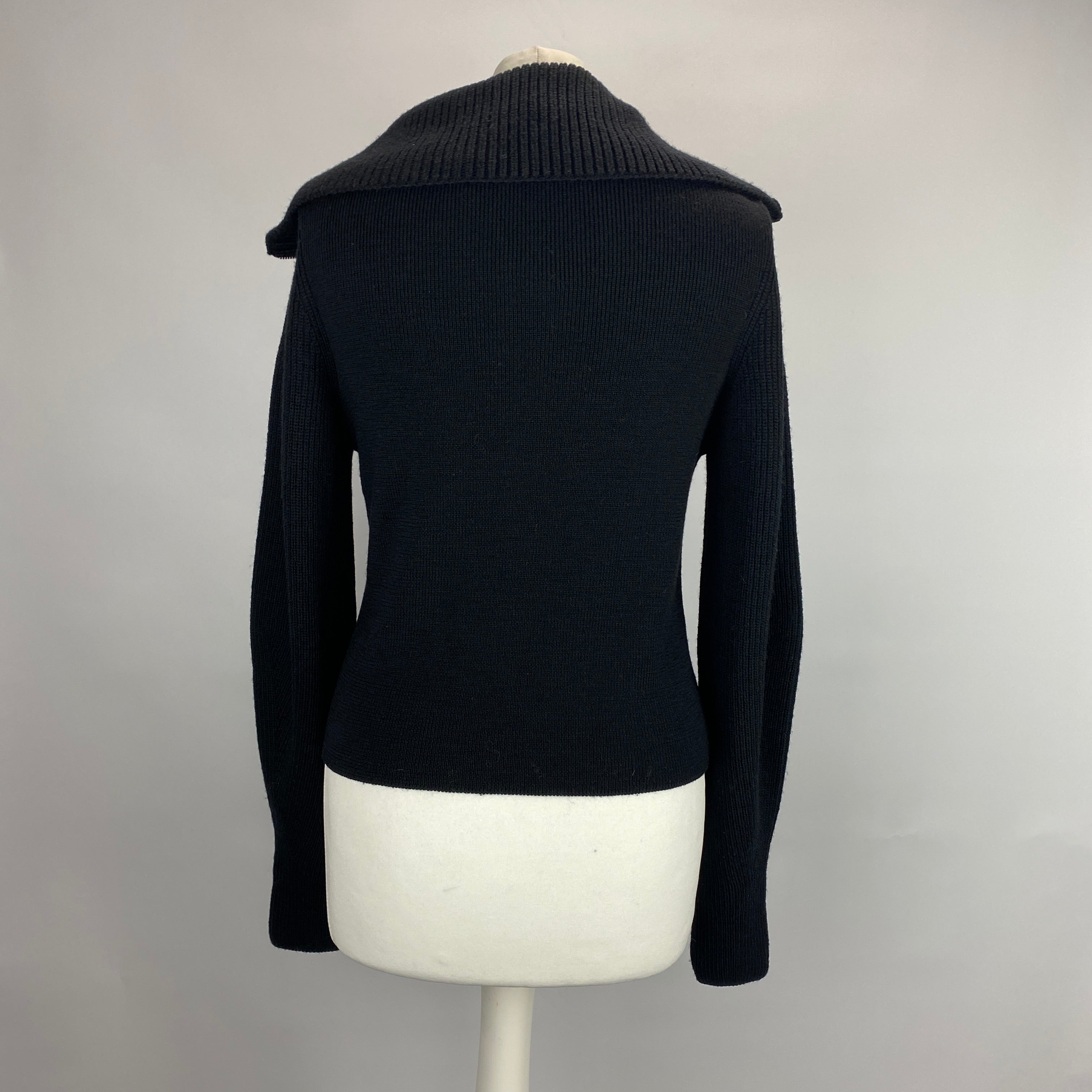 Lemaire £430 Black Wool Rib Zip Sweater XS