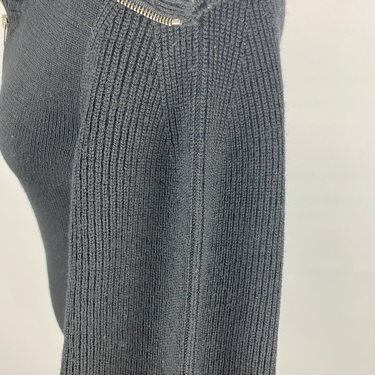 Lemaire £430 Black Wool Rib Zip Sweater XS