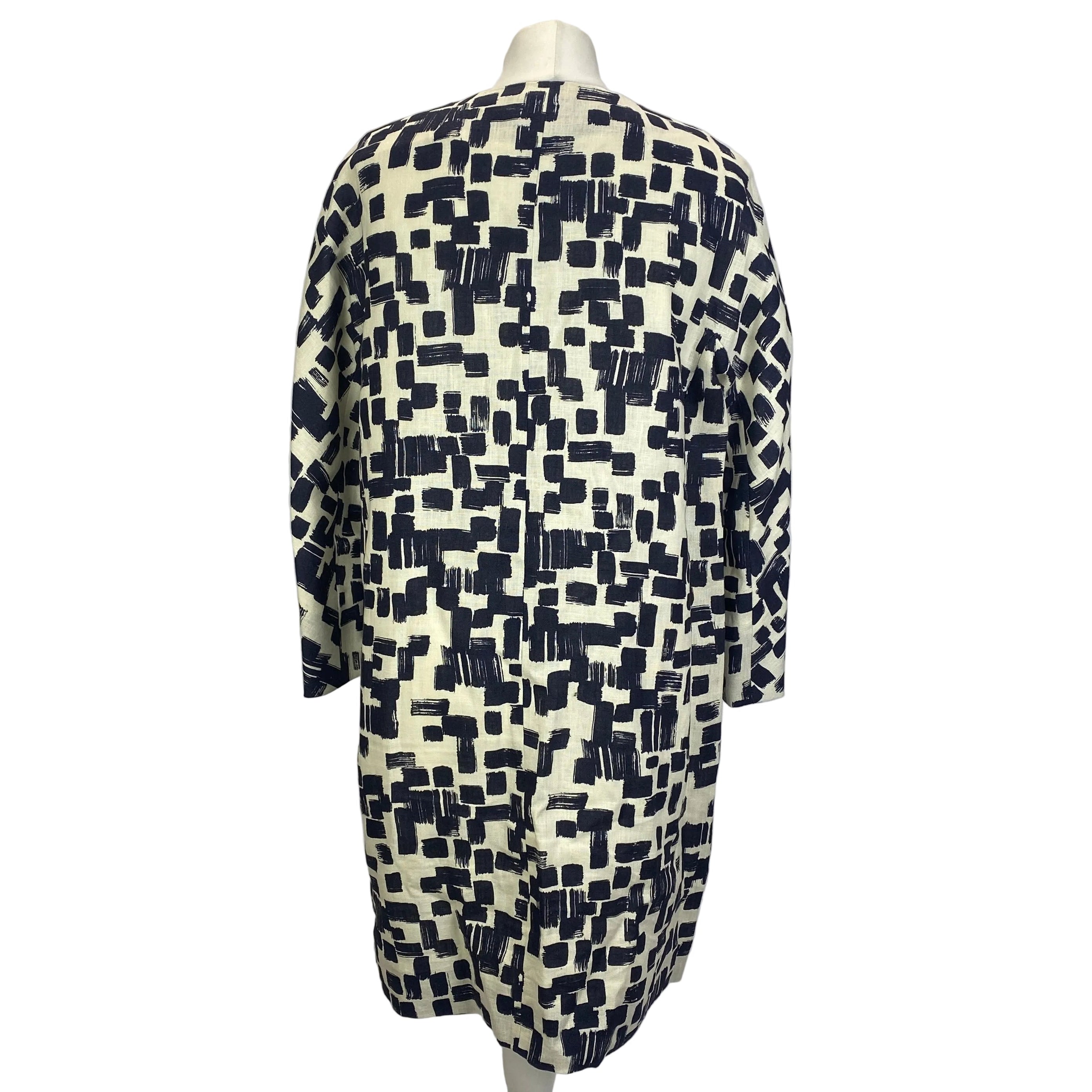 Weekend Max Mara Navy & Cream Print Linen Coat L