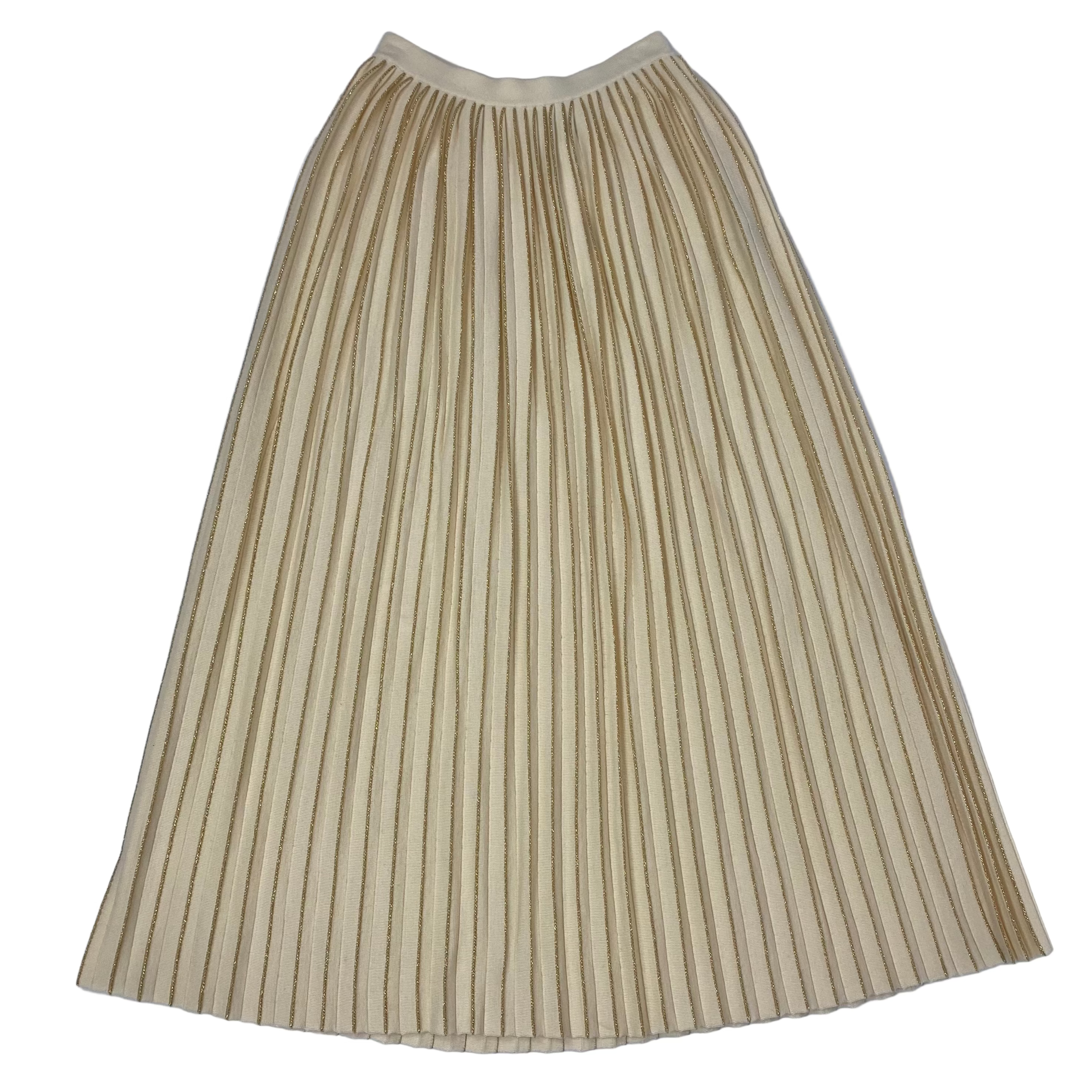 Gucci £1250 Cream & Gold Wool Knit Sunray Maxi Skirt M