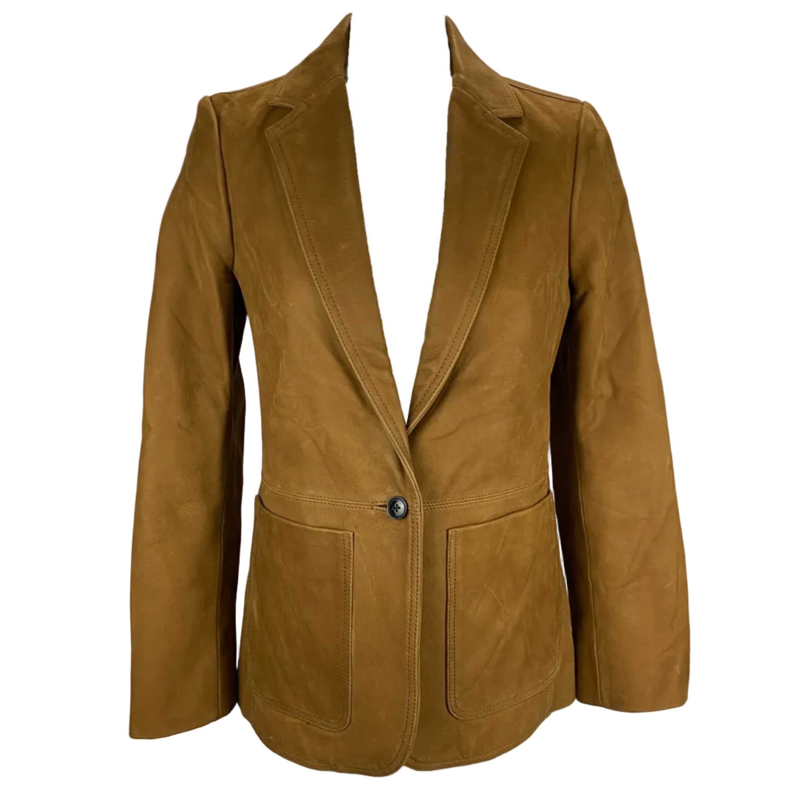 Me&Em New £375 Camel Nubuck Leather Forever Blazer XS