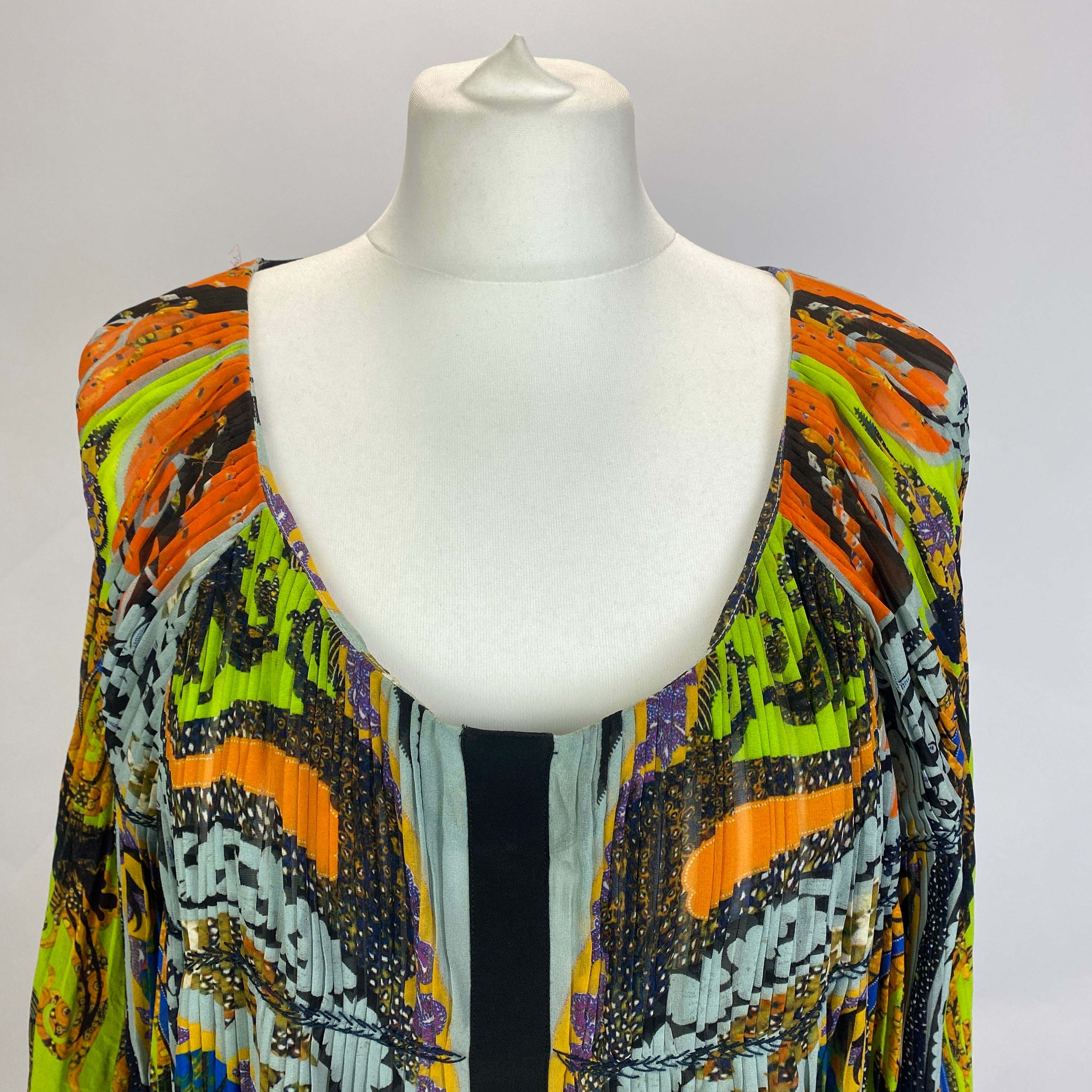 Etro Black & Brights Pleat Silk Chiffon Top M/L/XL