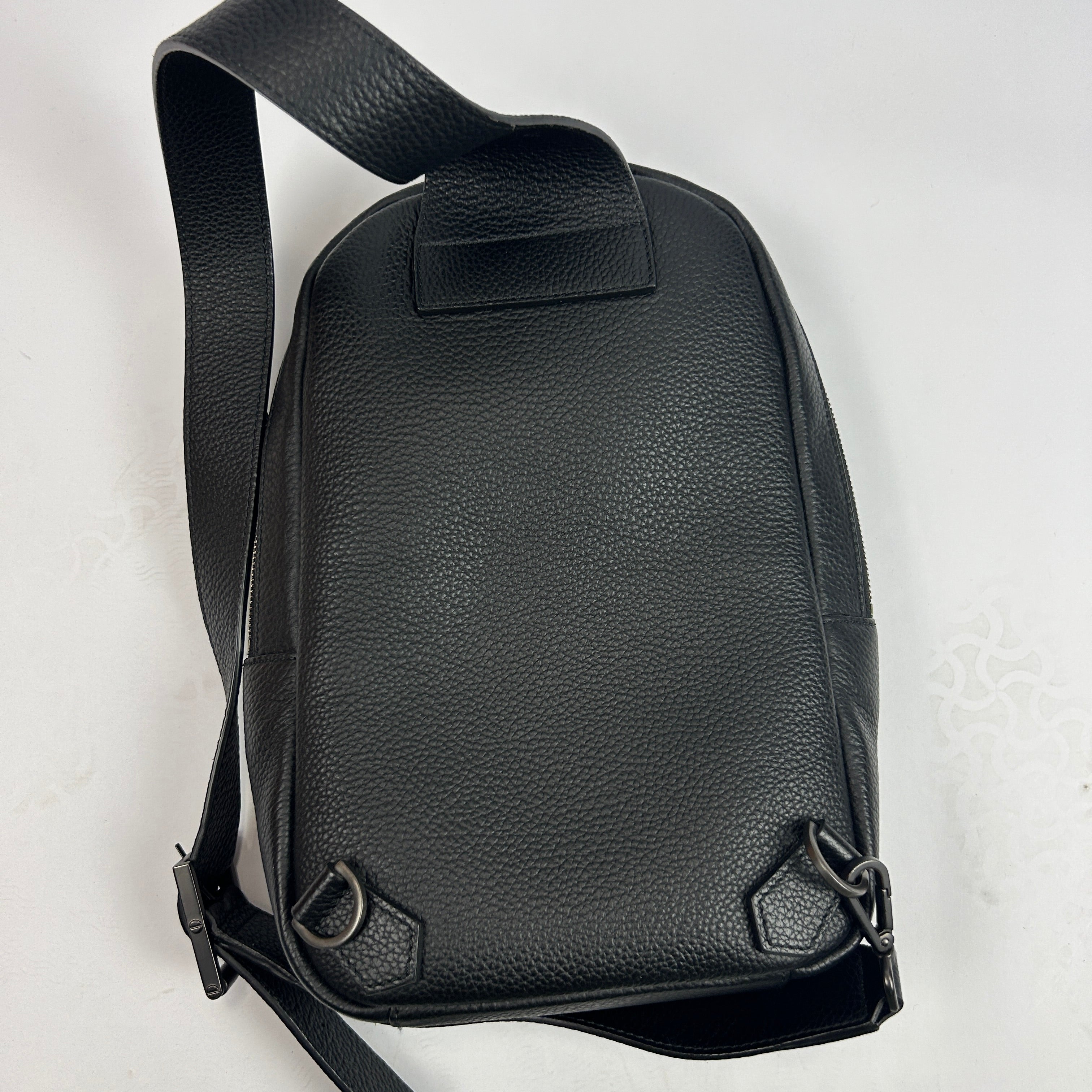 Serapian Milano £750 Dark Indigo Denim & Black Leather Sling Backpack